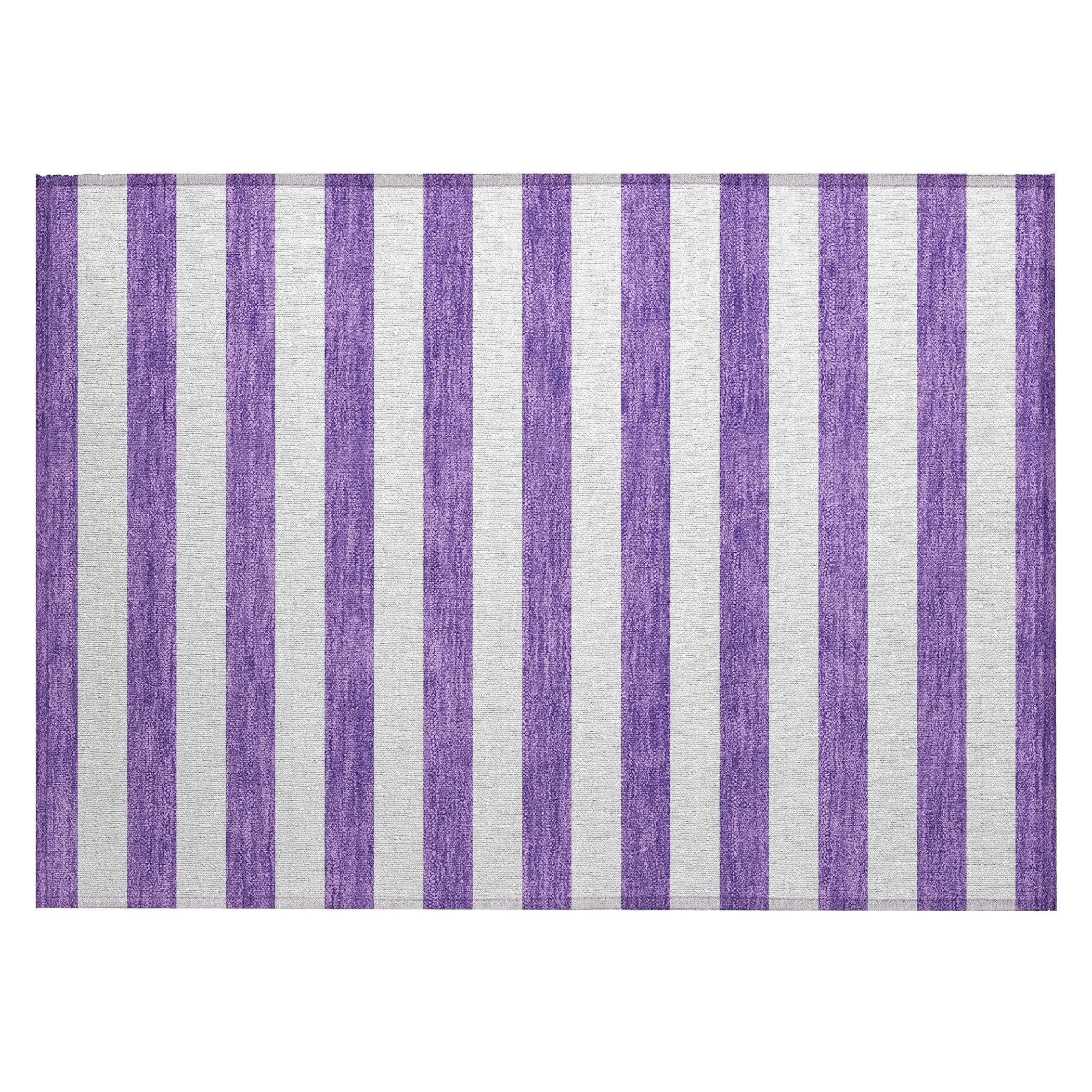 Machine Washable Indoor/ Outdoor Cabana Striped Chantille Rug