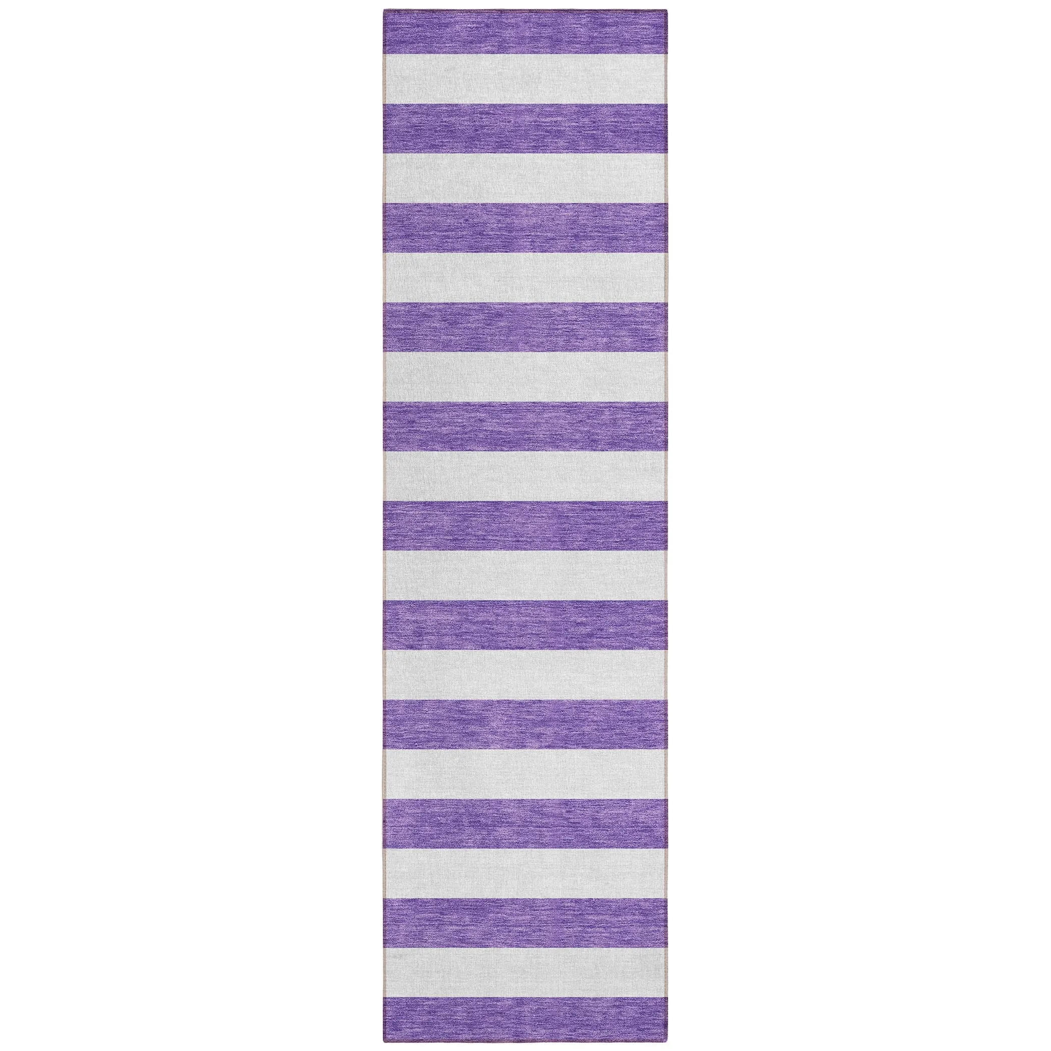 Machine Washable Indoor/ Outdoor Cabana Striped Chantille Rug