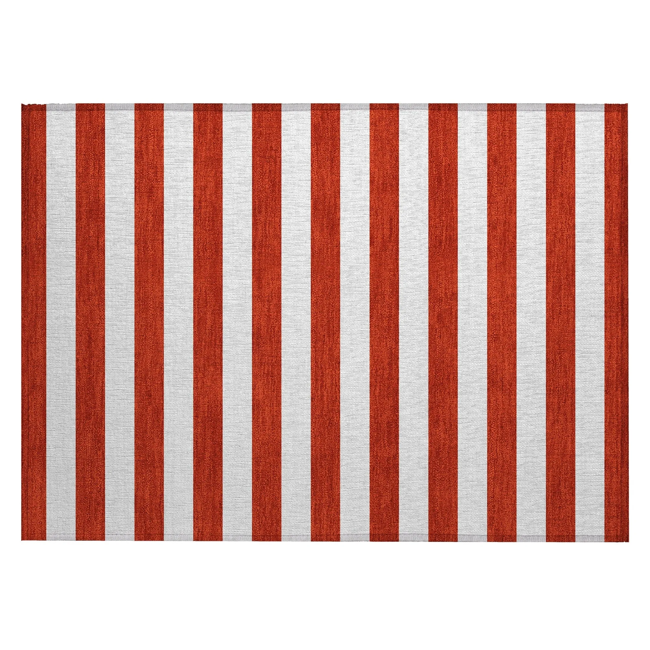 Machine Washable Indoor/ Outdoor Cabana Striped Chantille Rug