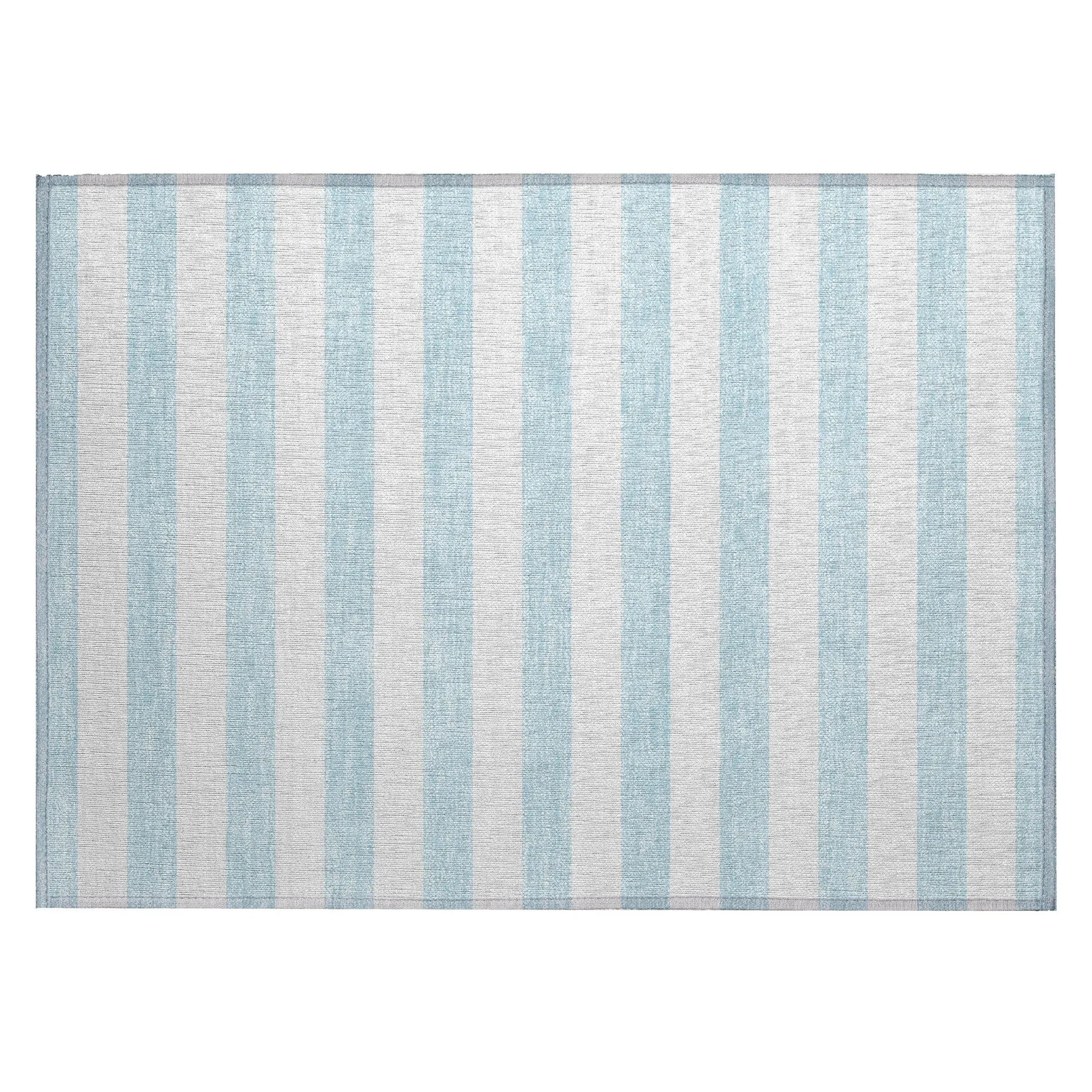 Machine Washable Indoor/ Outdoor Cabana Striped Chantille Rug