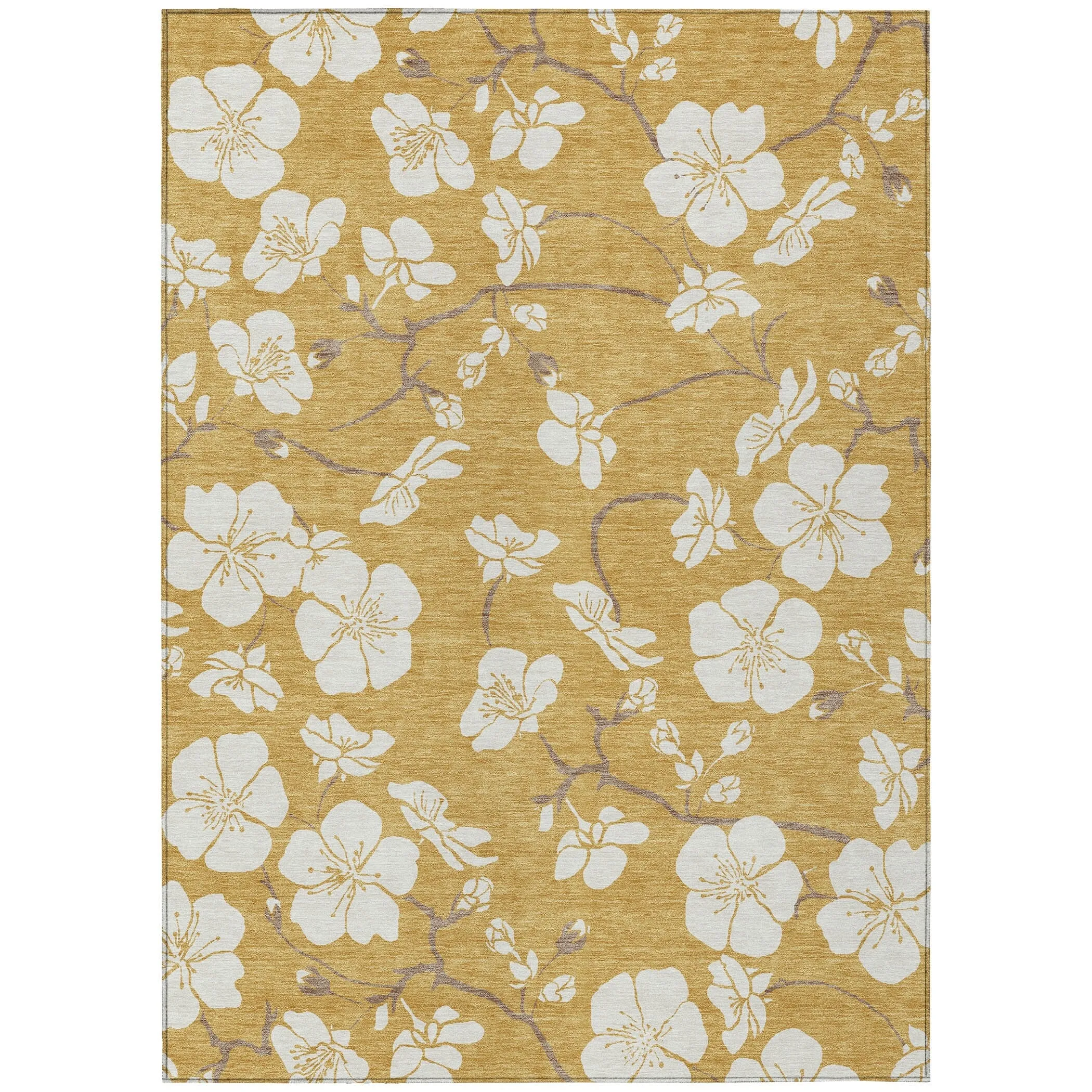 Machine Washable Indoor/ Outdoor Calm Floral Chantille Rug
