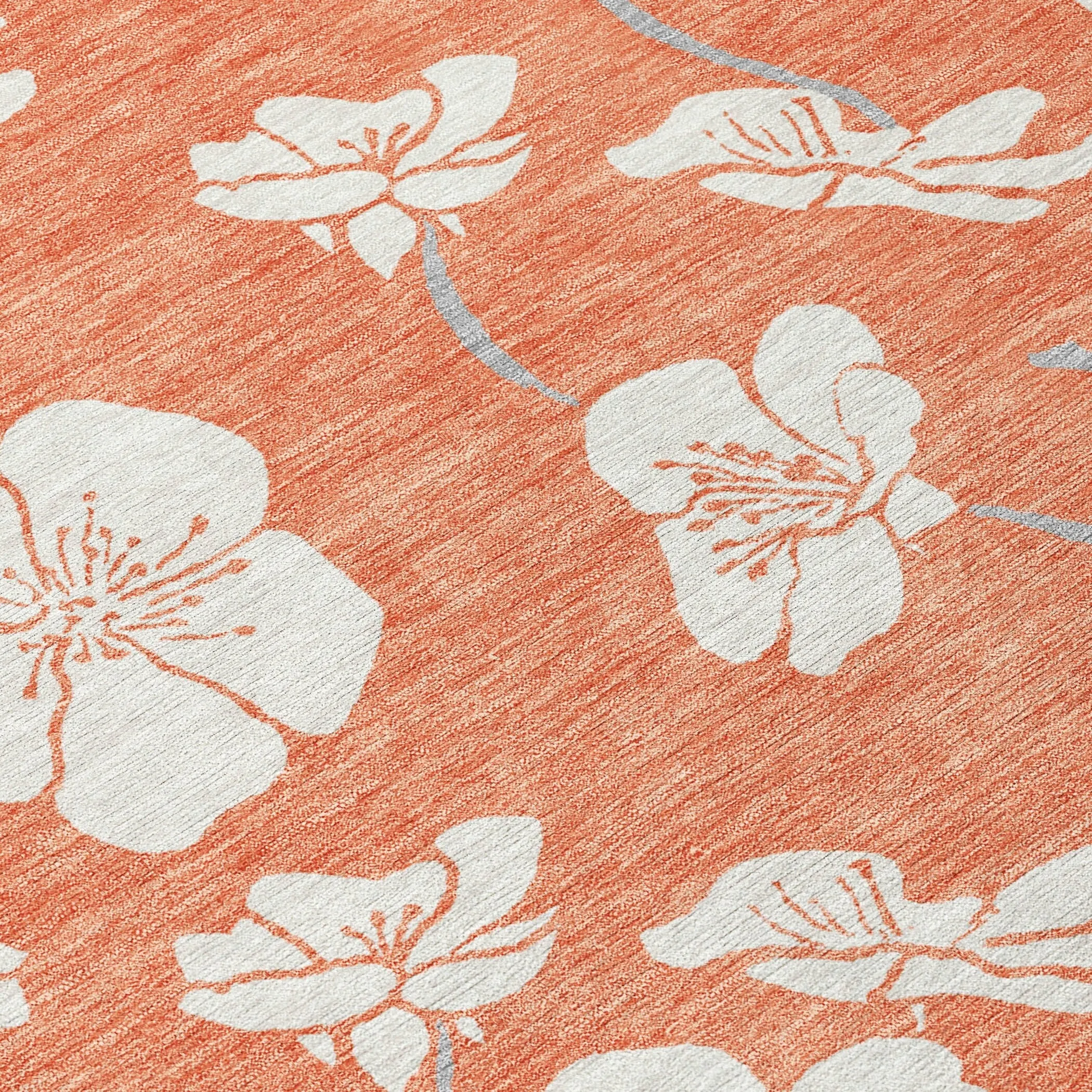 Machine Washable Indoor/ Outdoor Calm Floral Chantille Rug