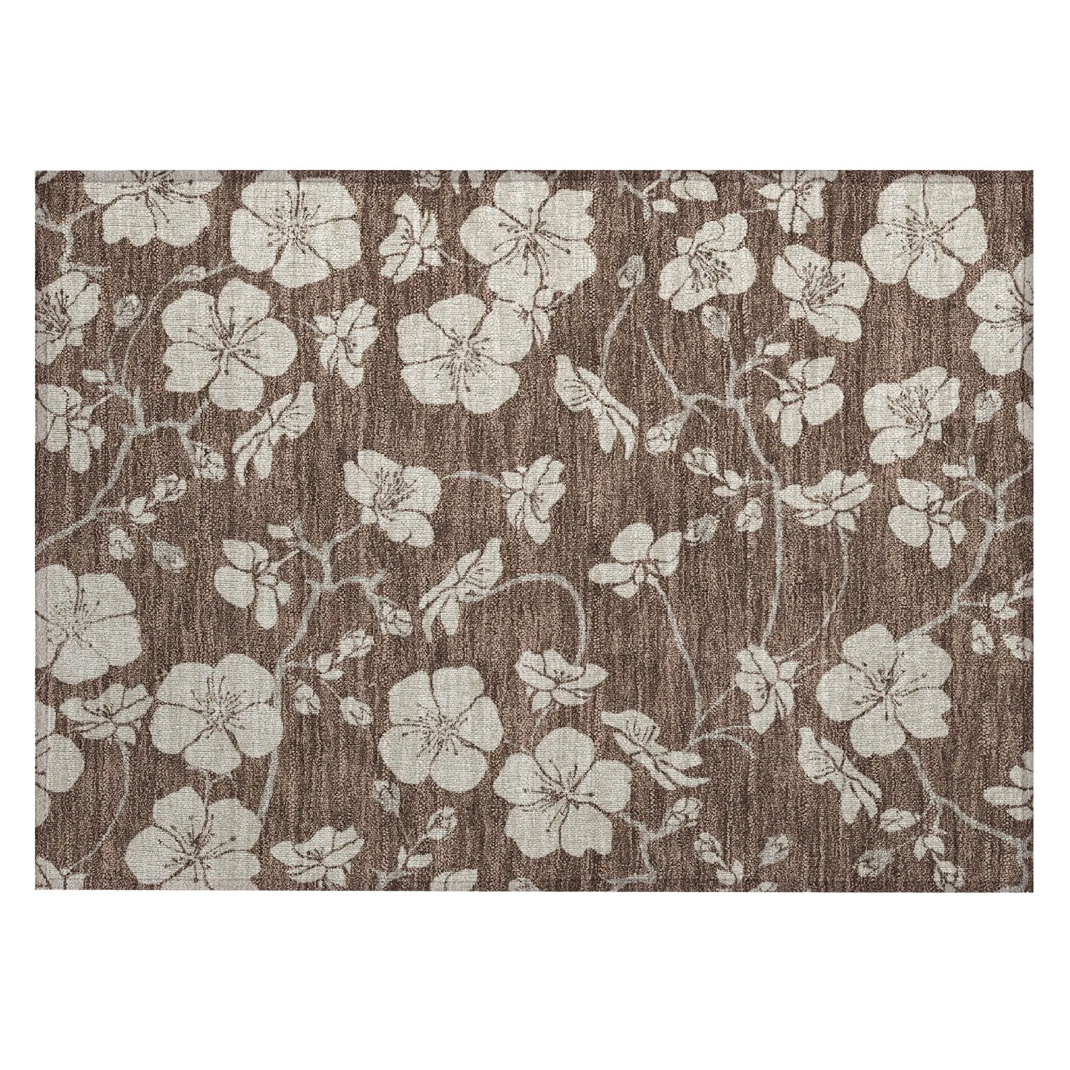 Machine Washable Indoor/ Outdoor Calm Floral Chantille Rug