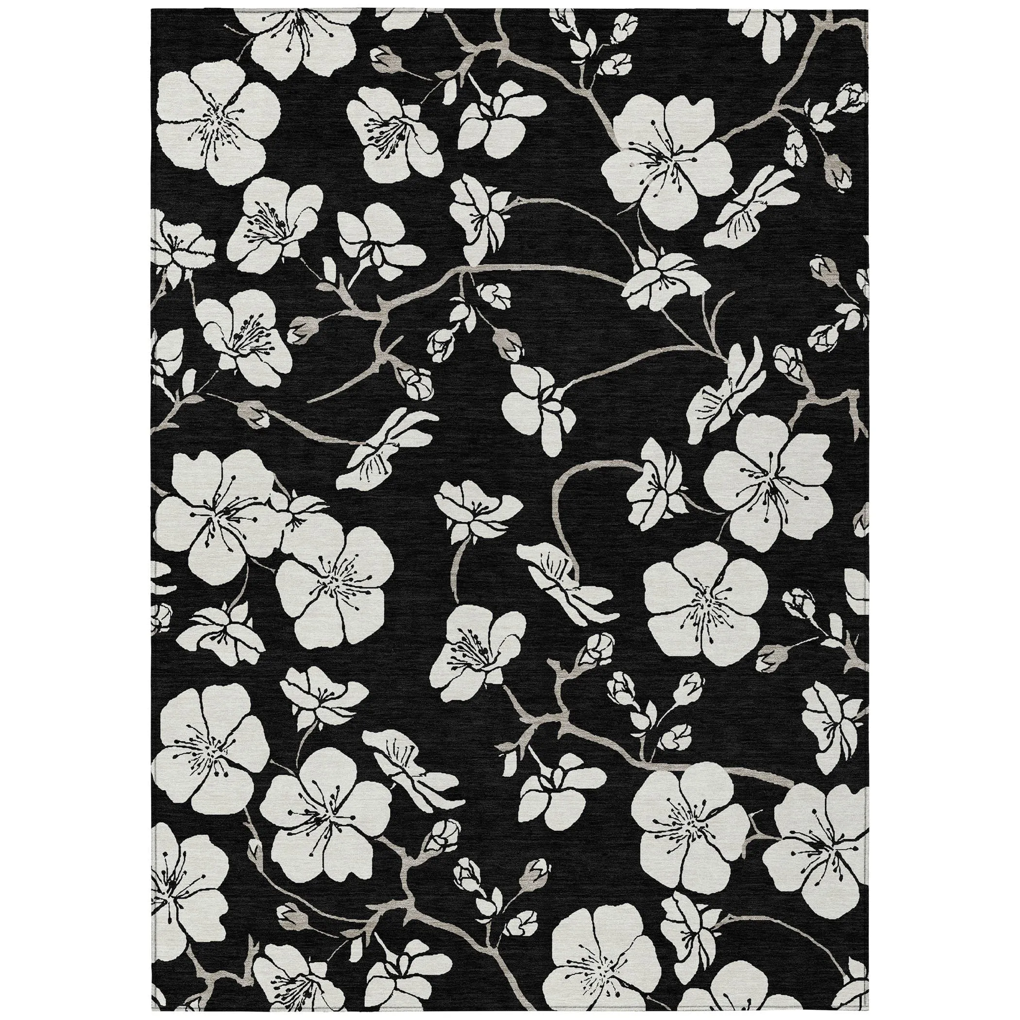 Machine Washable Indoor/ Outdoor Calm Floral Chantille Rug