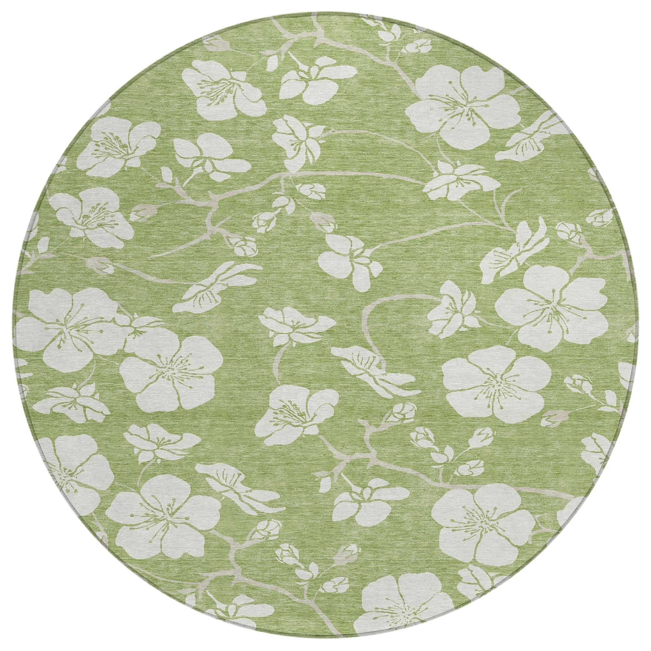 Machine Washable Indoor/ Outdoor Calm Floral Chantille Rug