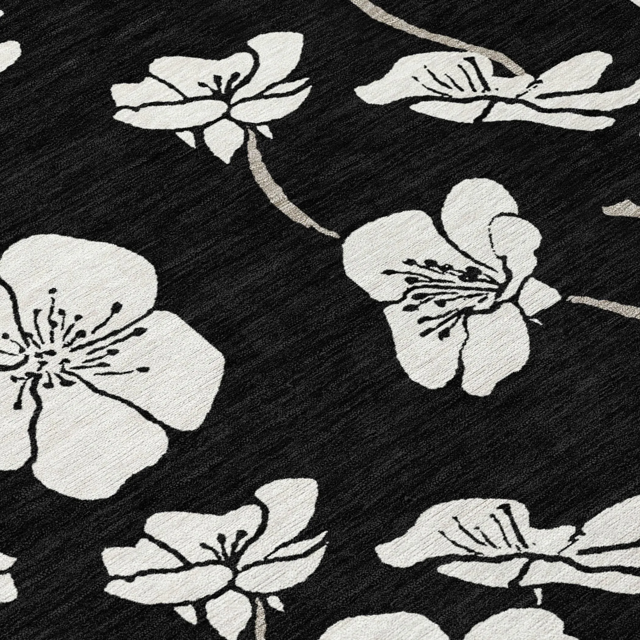 Machine Washable Indoor/ Outdoor Calm Floral Chantille Rug