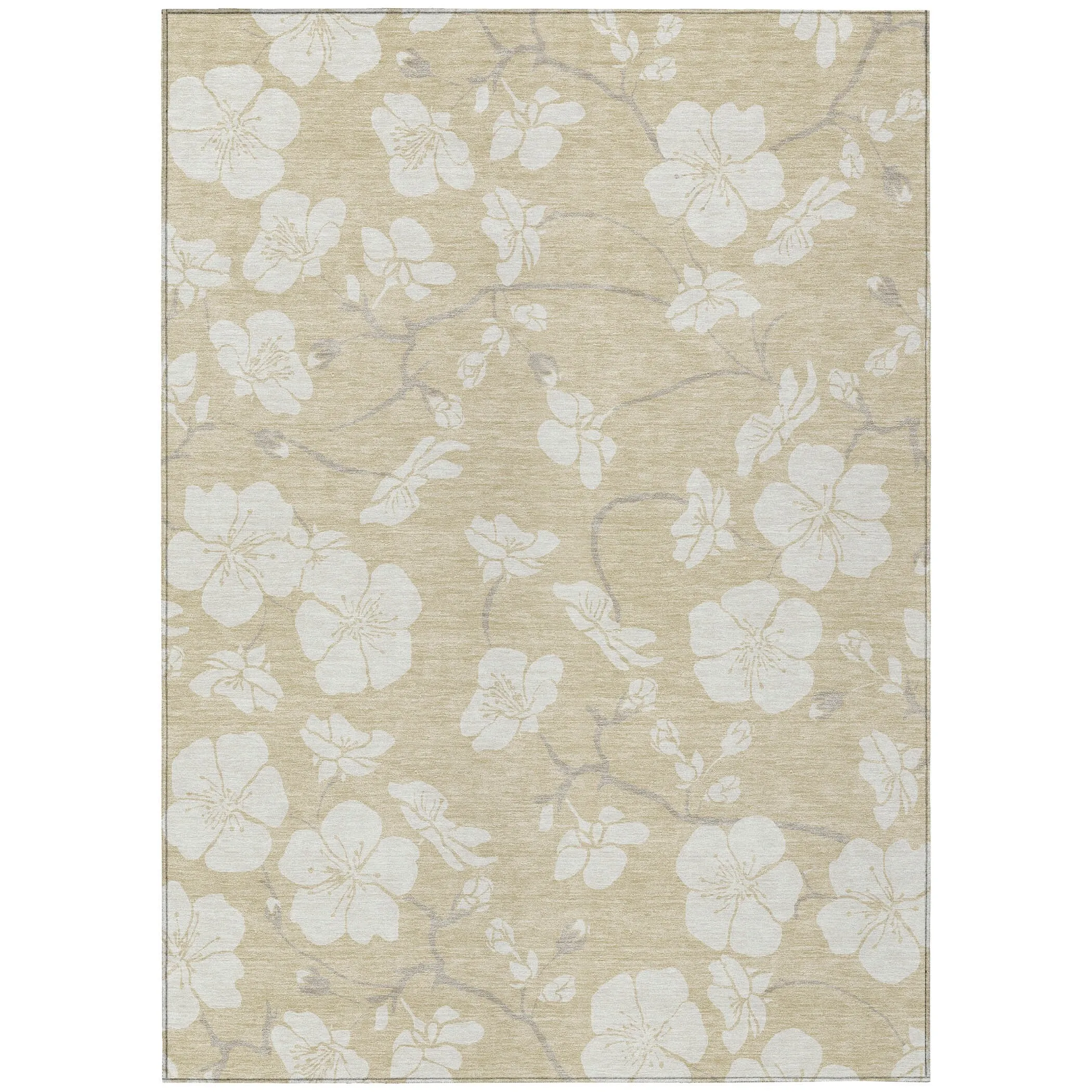 Machine Washable Indoor/ Outdoor Calm Floral Chantille Rug