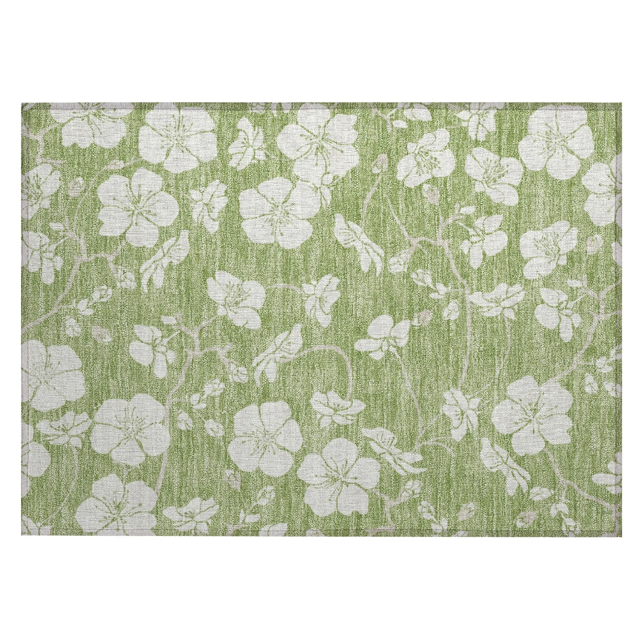 Machine Washable Indoor/ Outdoor Calm Floral Chantille Rug