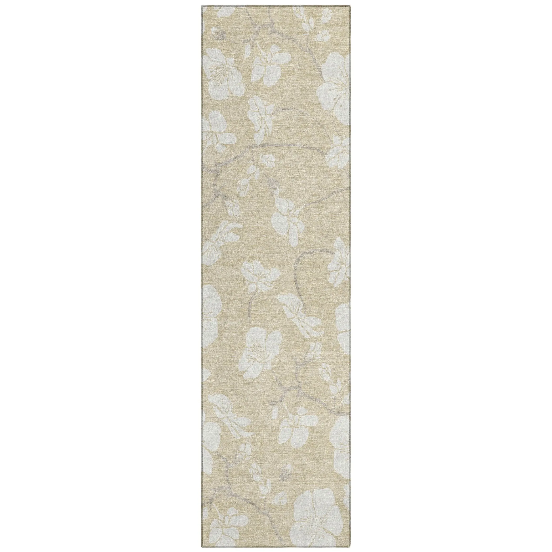 Machine Washable Indoor/ Outdoor Calm Floral Chantille Rug