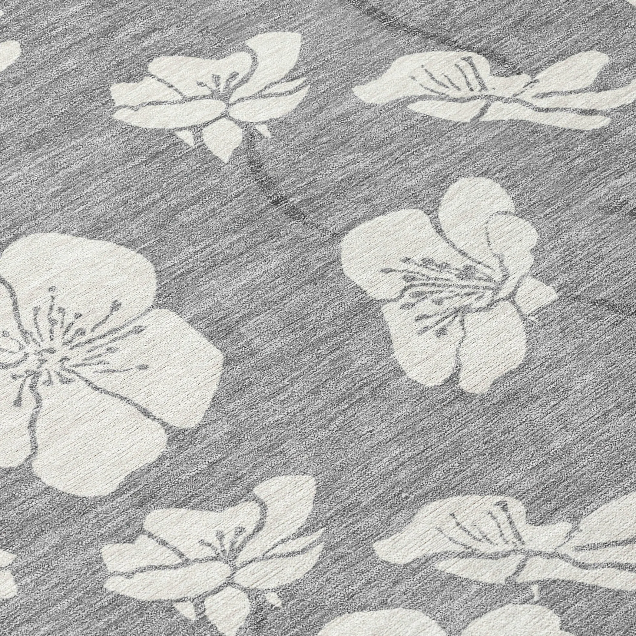 Machine Washable Indoor/ Outdoor Calm Floral Chantille Rug