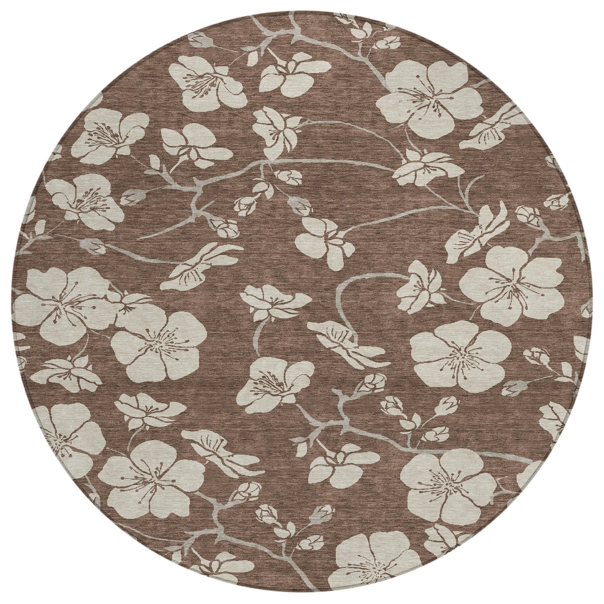 Machine Washable Indoor/ Outdoor Calm Floral Chantille Rug