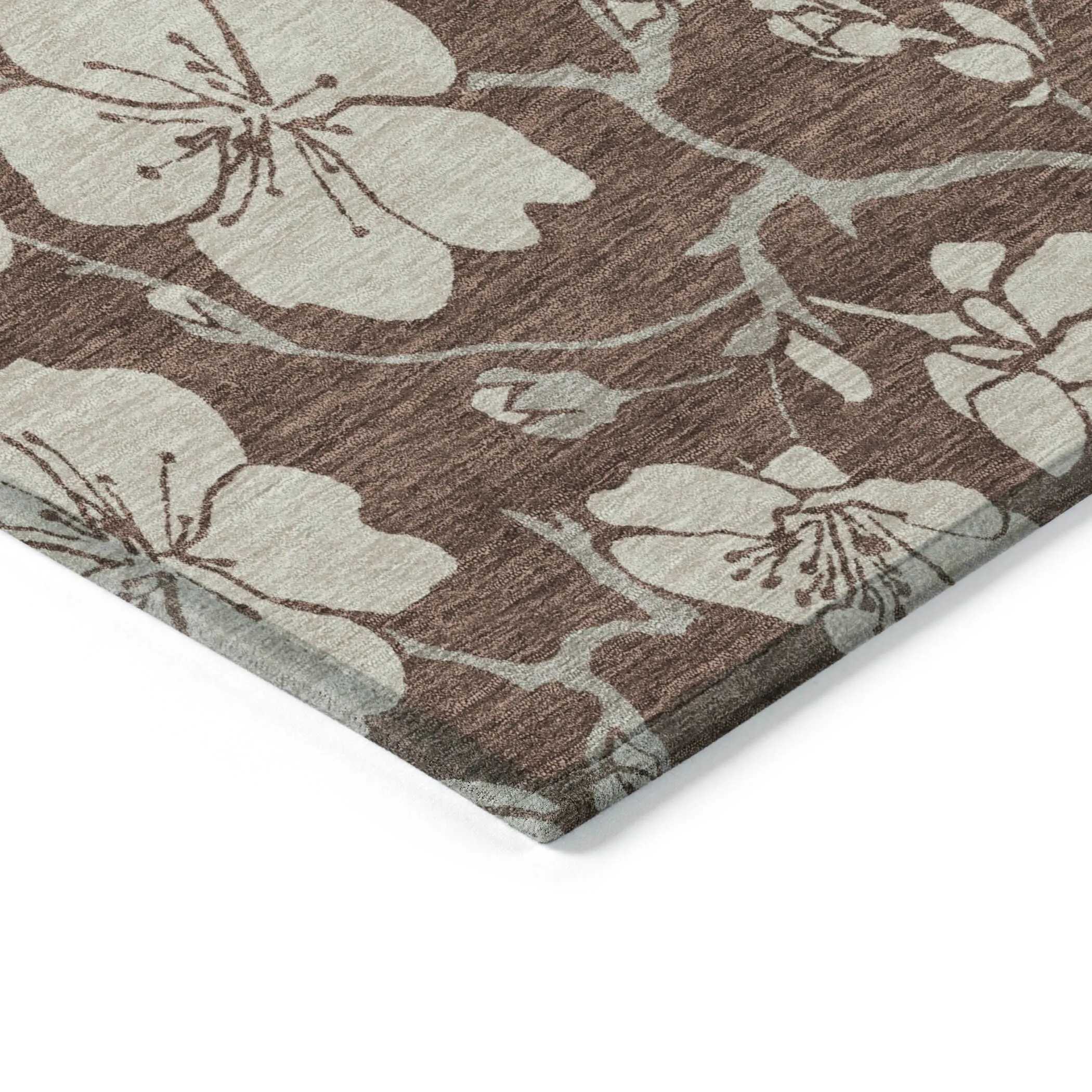Machine Washable Indoor/ Outdoor Calm Floral Chantille Rug