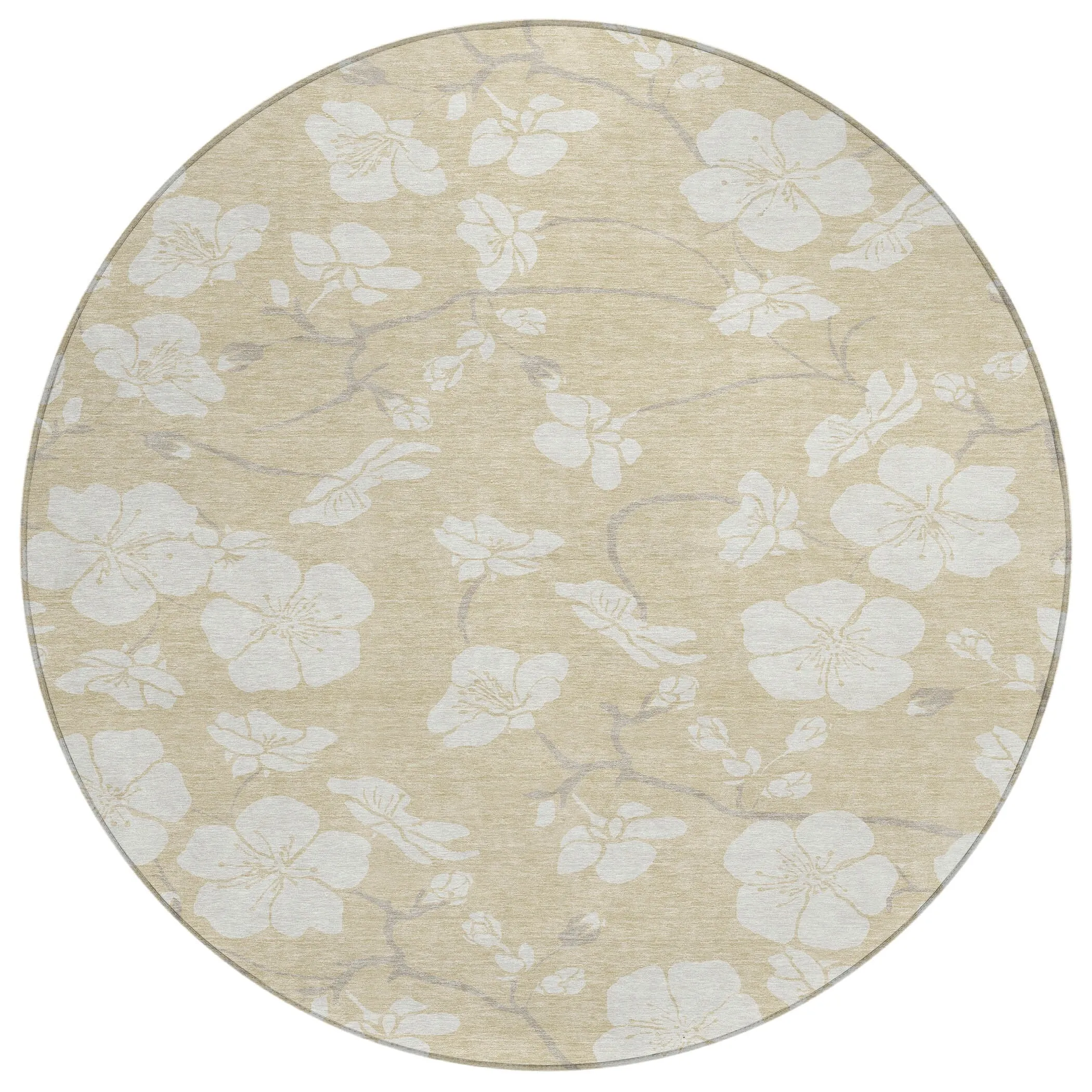 Machine Washable Indoor/ Outdoor Calm Floral Chantille Rug