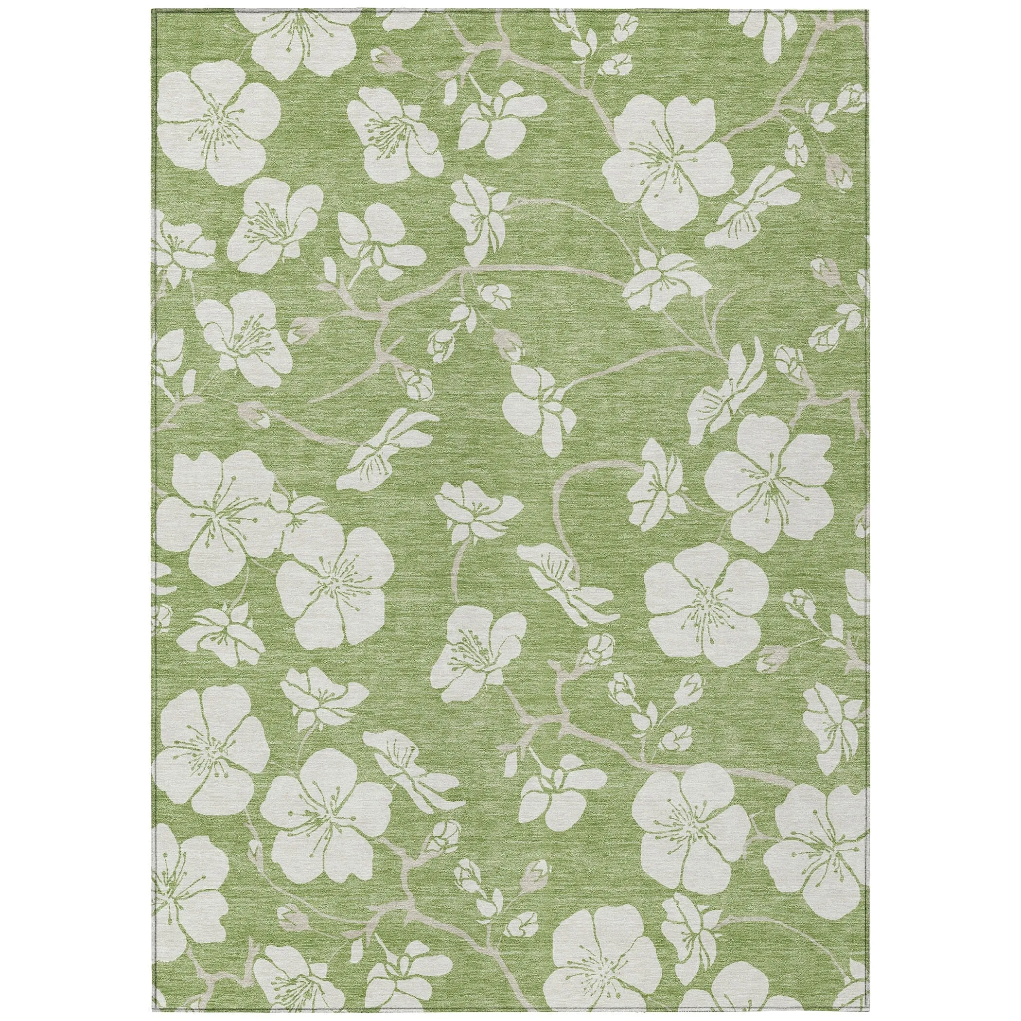Machine Washable Indoor/ Outdoor Calm Floral Chantille Rug