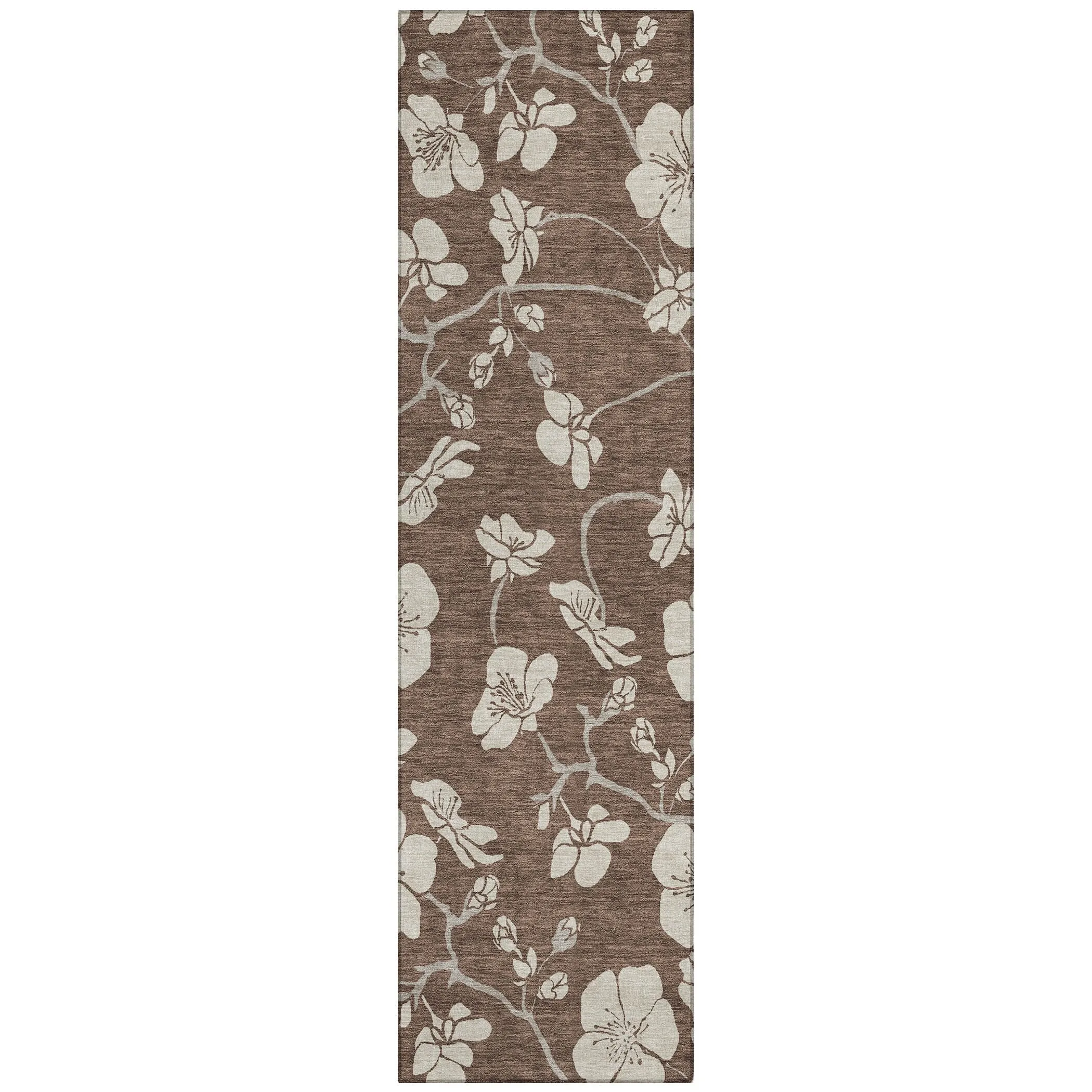 Machine Washable Indoor/ Outdoor Calm Floral Chantille Rug