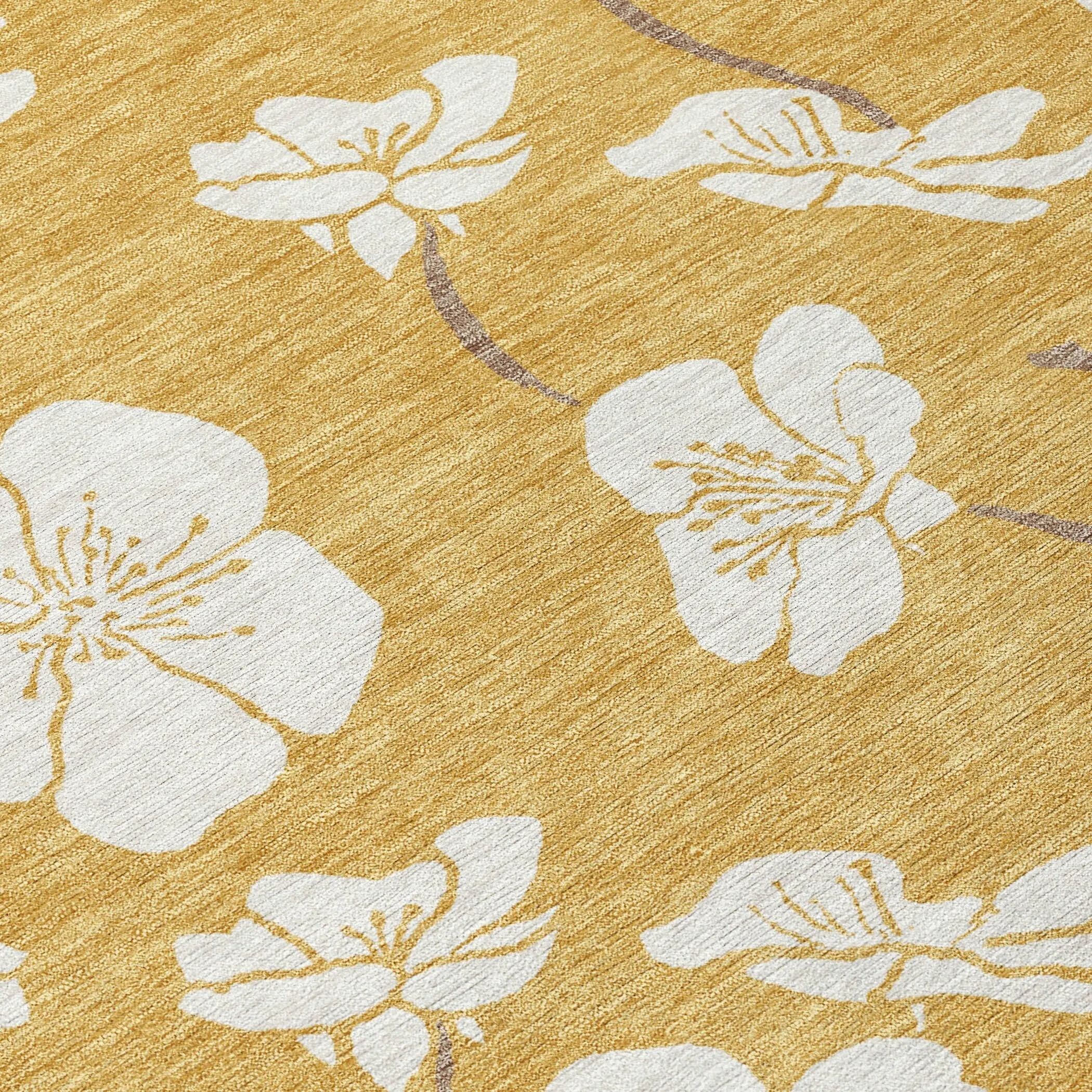 Machine Washable Indoor/ Outdoor Calm Floral Chantille Rug