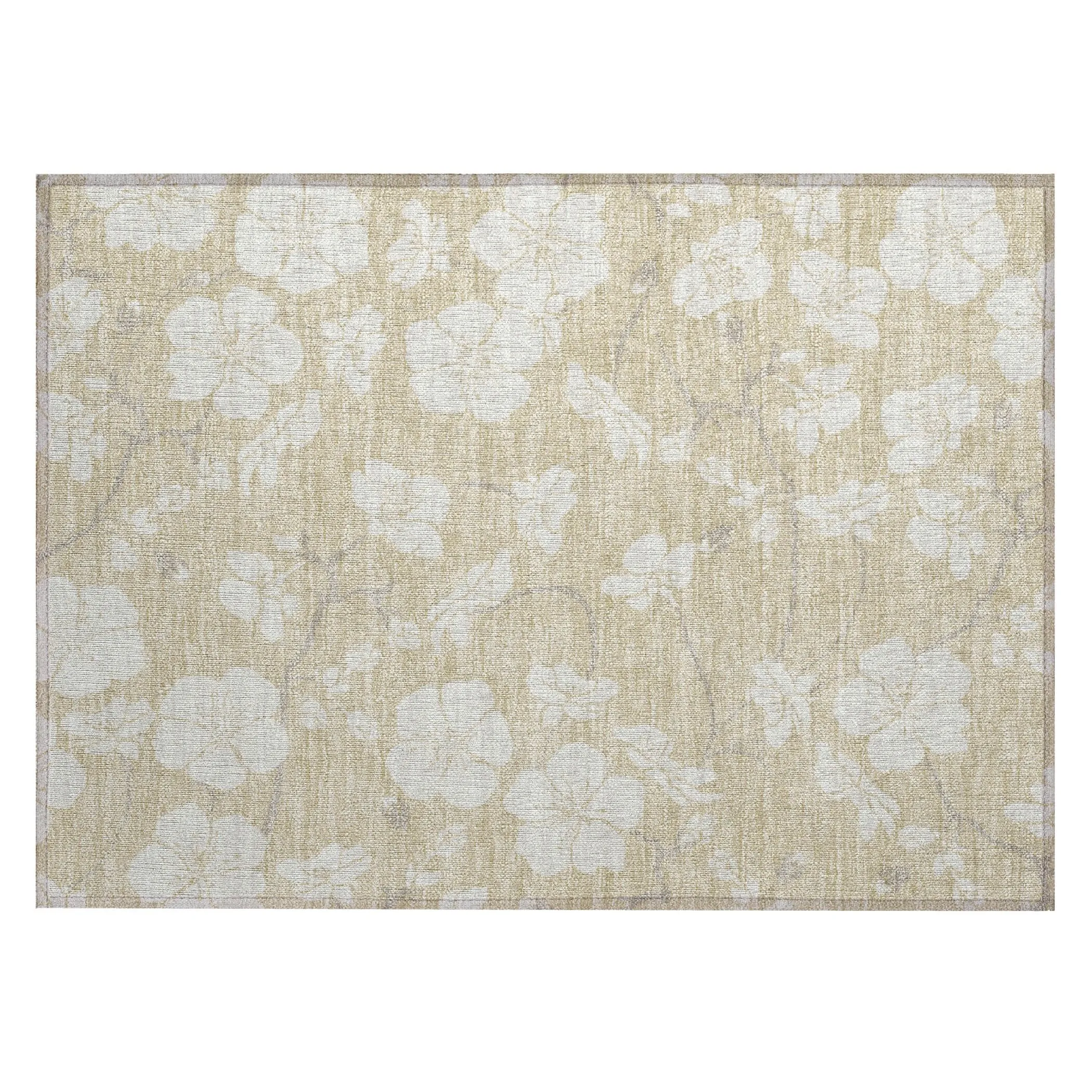 Machine Washable Indoor/ Outdoor Calm Floral Chantille Rug