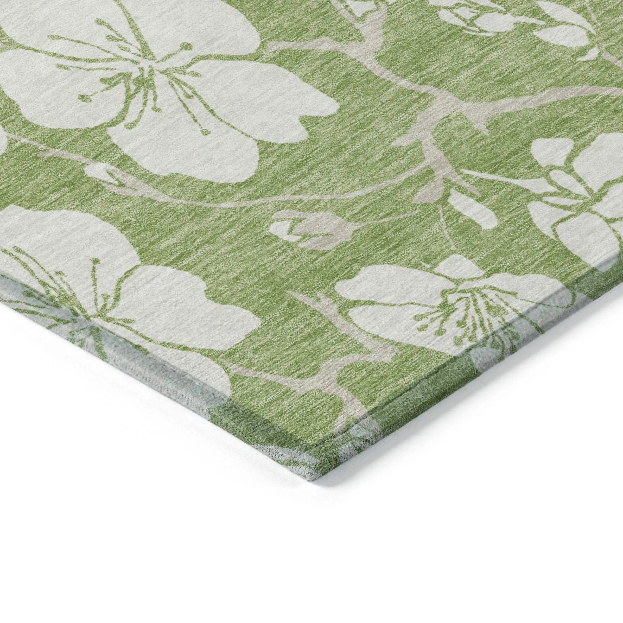 Machine Washable Indoor/ Outdoor Calm Floral Chantille Rug