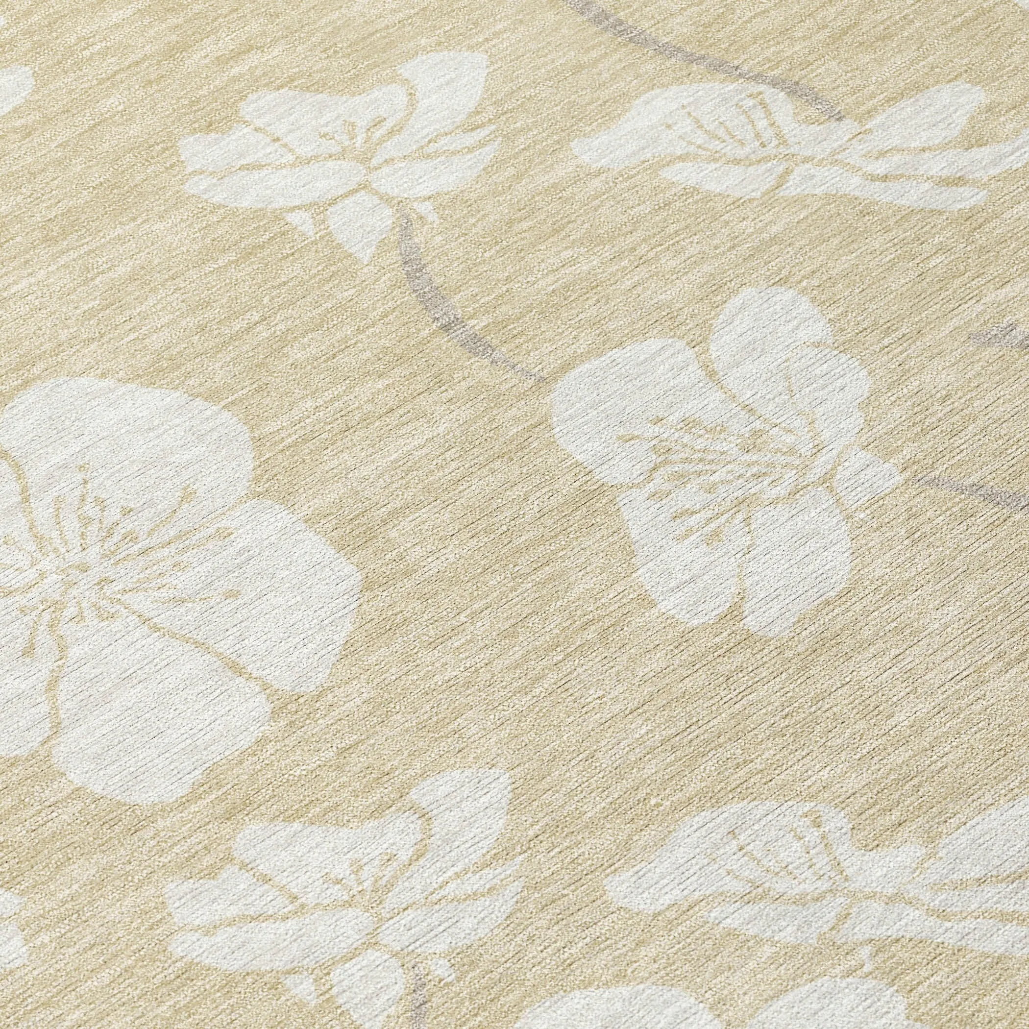 Machine Washable Indoor/ Outdoor Calm Floral Chantille Rug