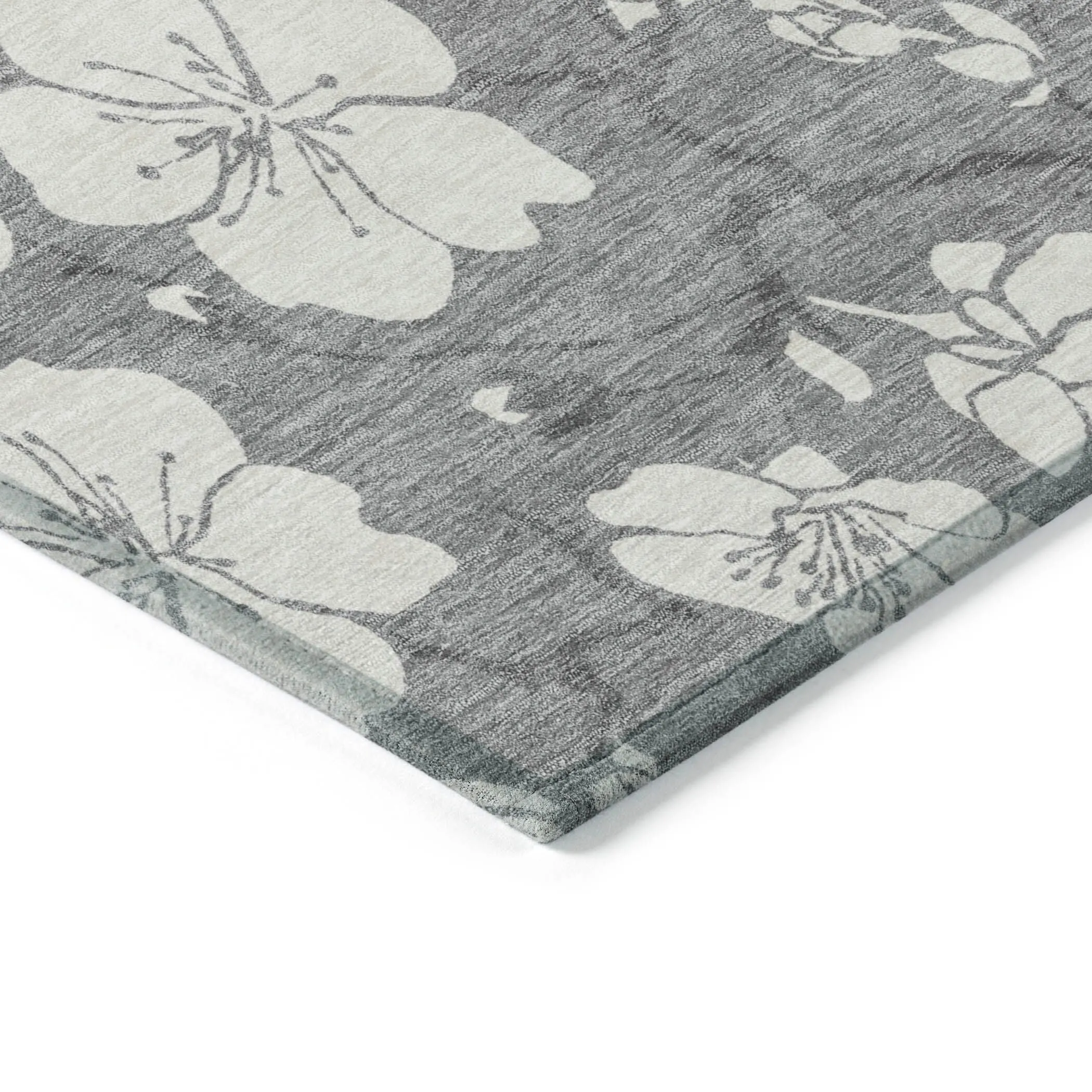 Machine Washable Indoor/ Outdoor Calm Floral Chantille Rug