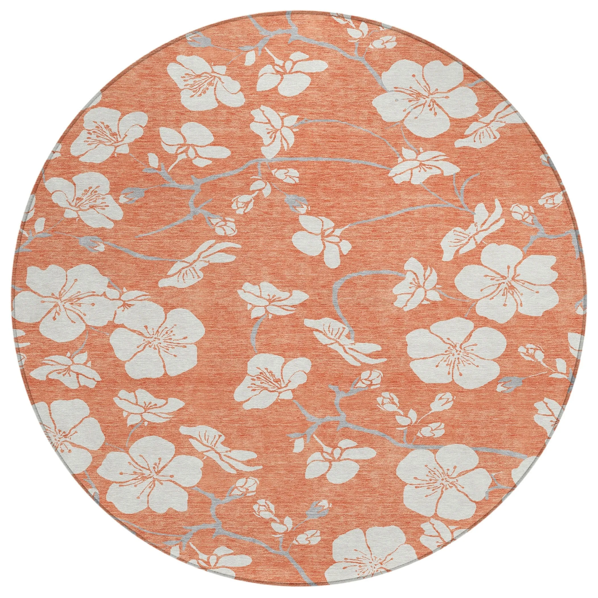 Machine Washable Indoor/ Outdoor Calm Floral Chantille Rug