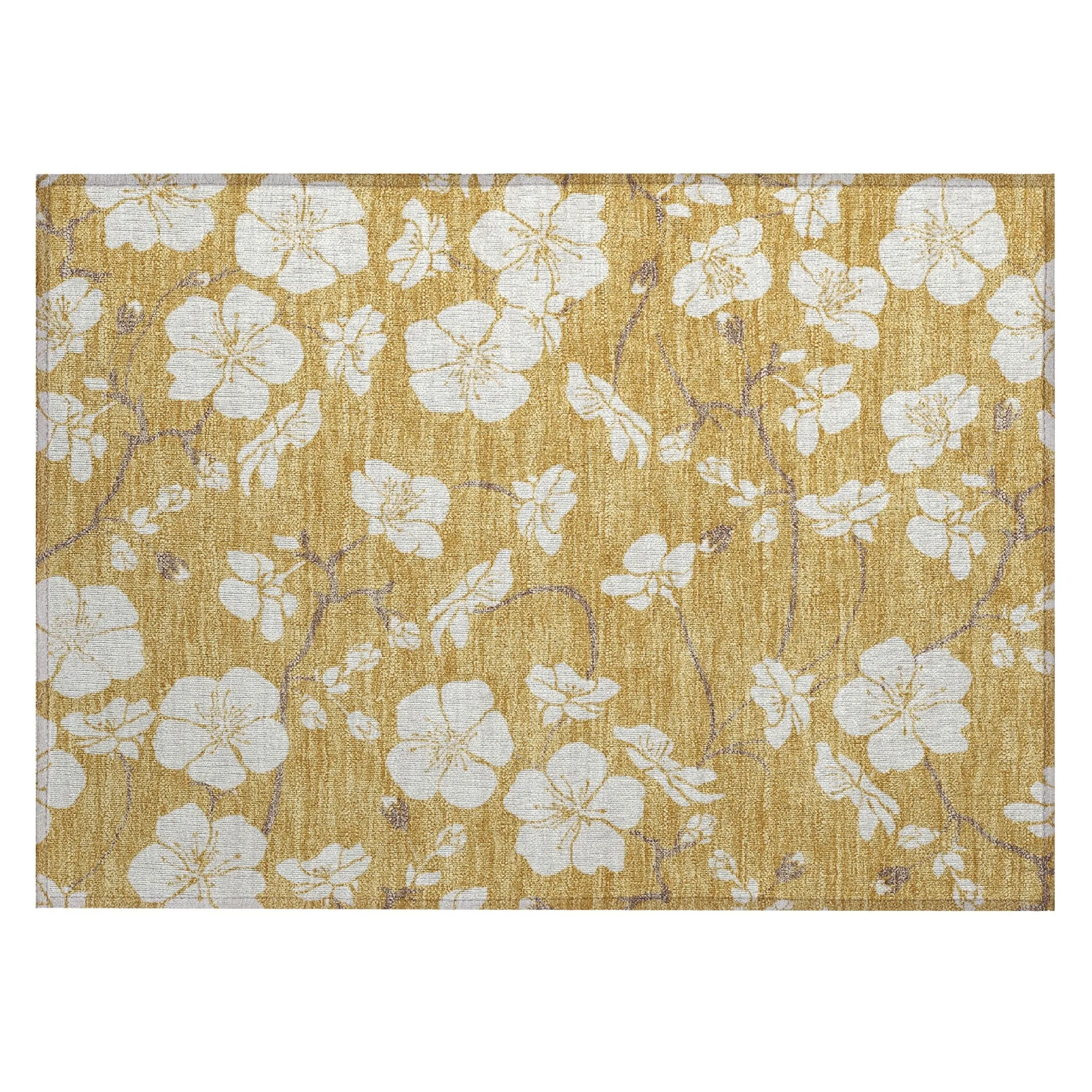 Machine Washable Indoor/ Outdoor Calm Floral Chantille Rug