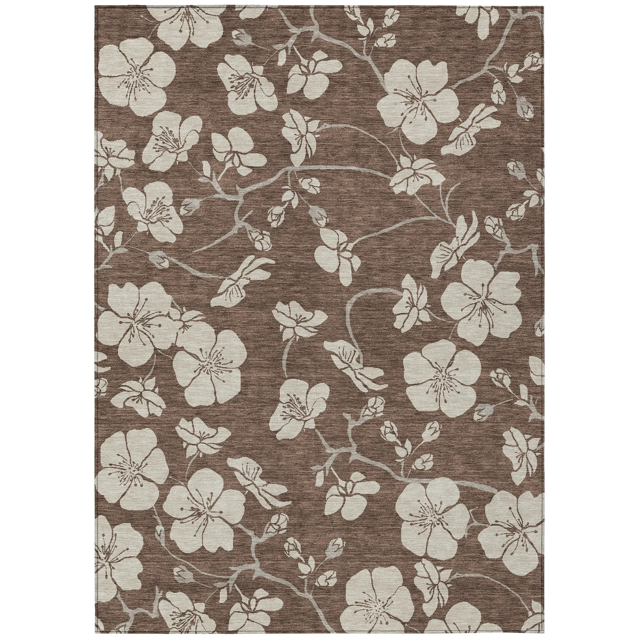 Machine Washable Indoor/ Outdoor Calm Floral Chantille Rug