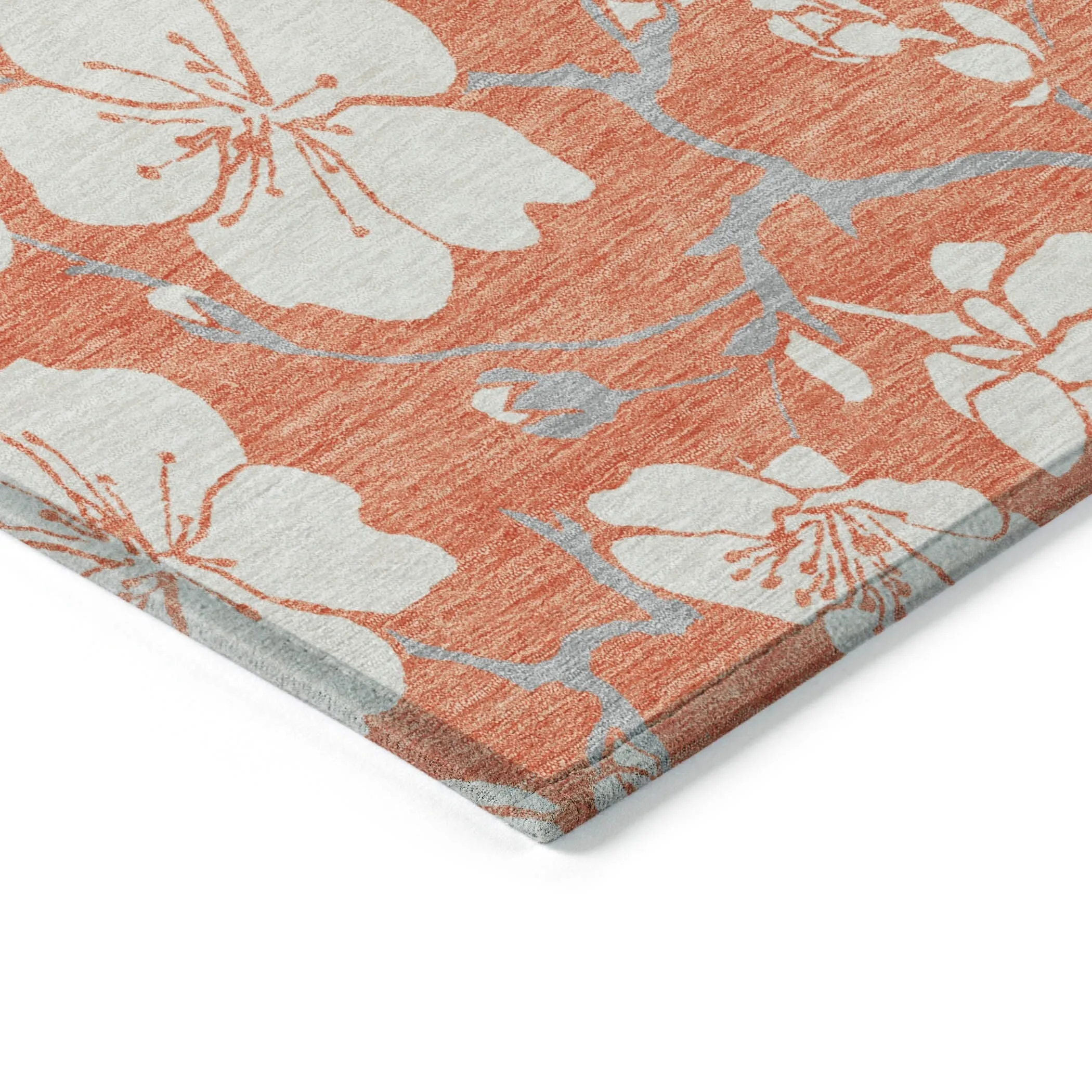 Machine Washable Indoor/ Outdoor Calm Floral Chantille Rug