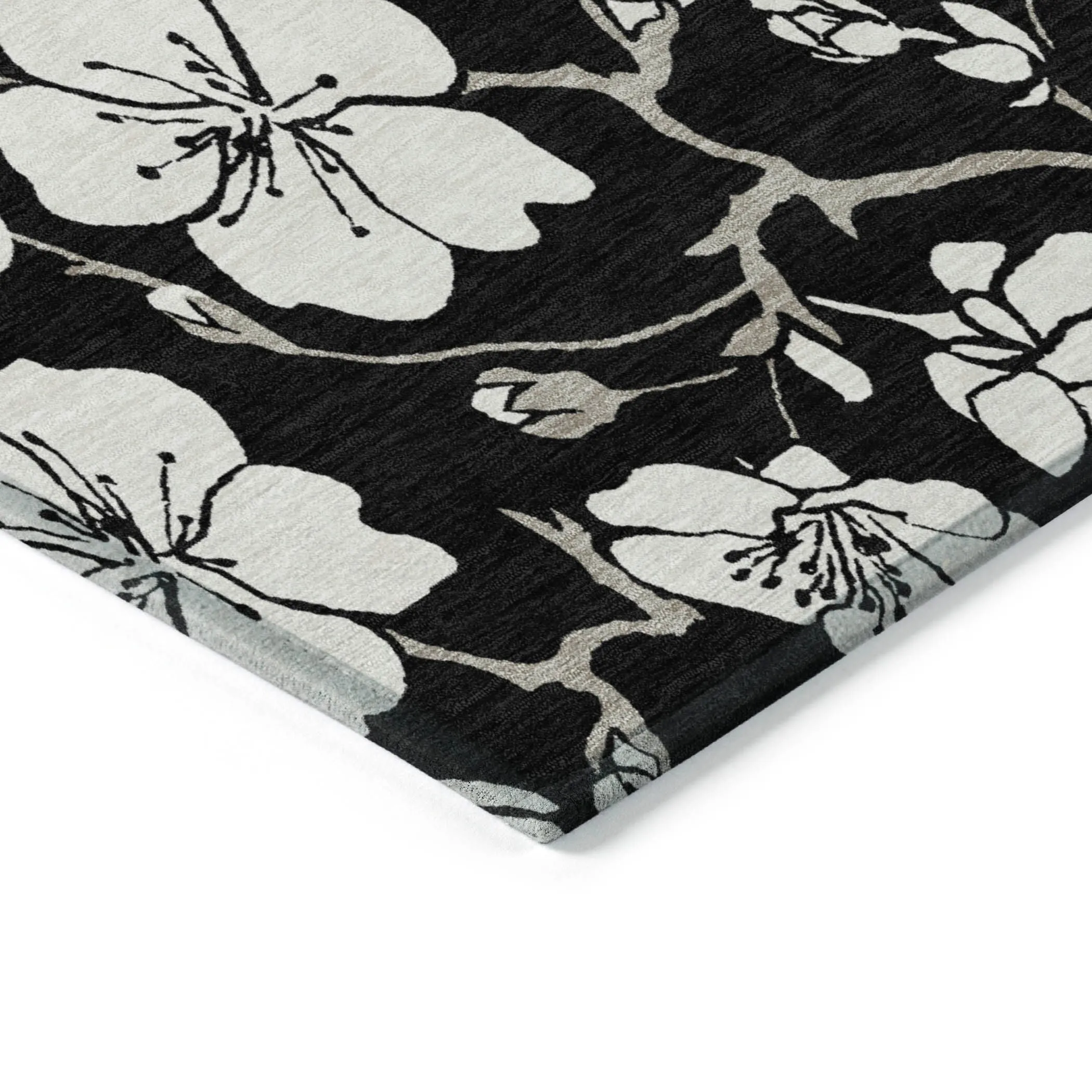 Machine Washable Indoor/ Outdoor Calm Floral Chantille Rug