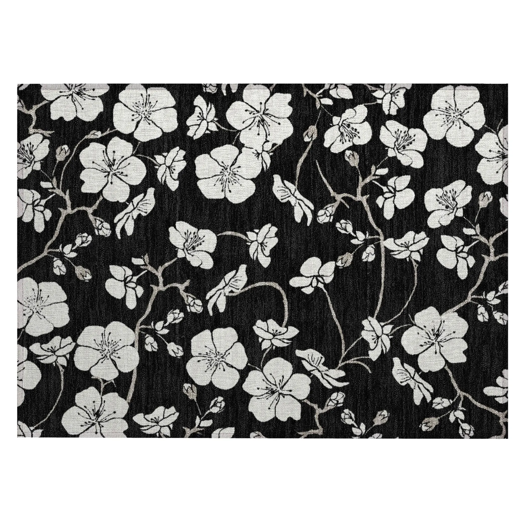 Machine Washable Indoor/ Outdoor Calm Floral Chantille Rug