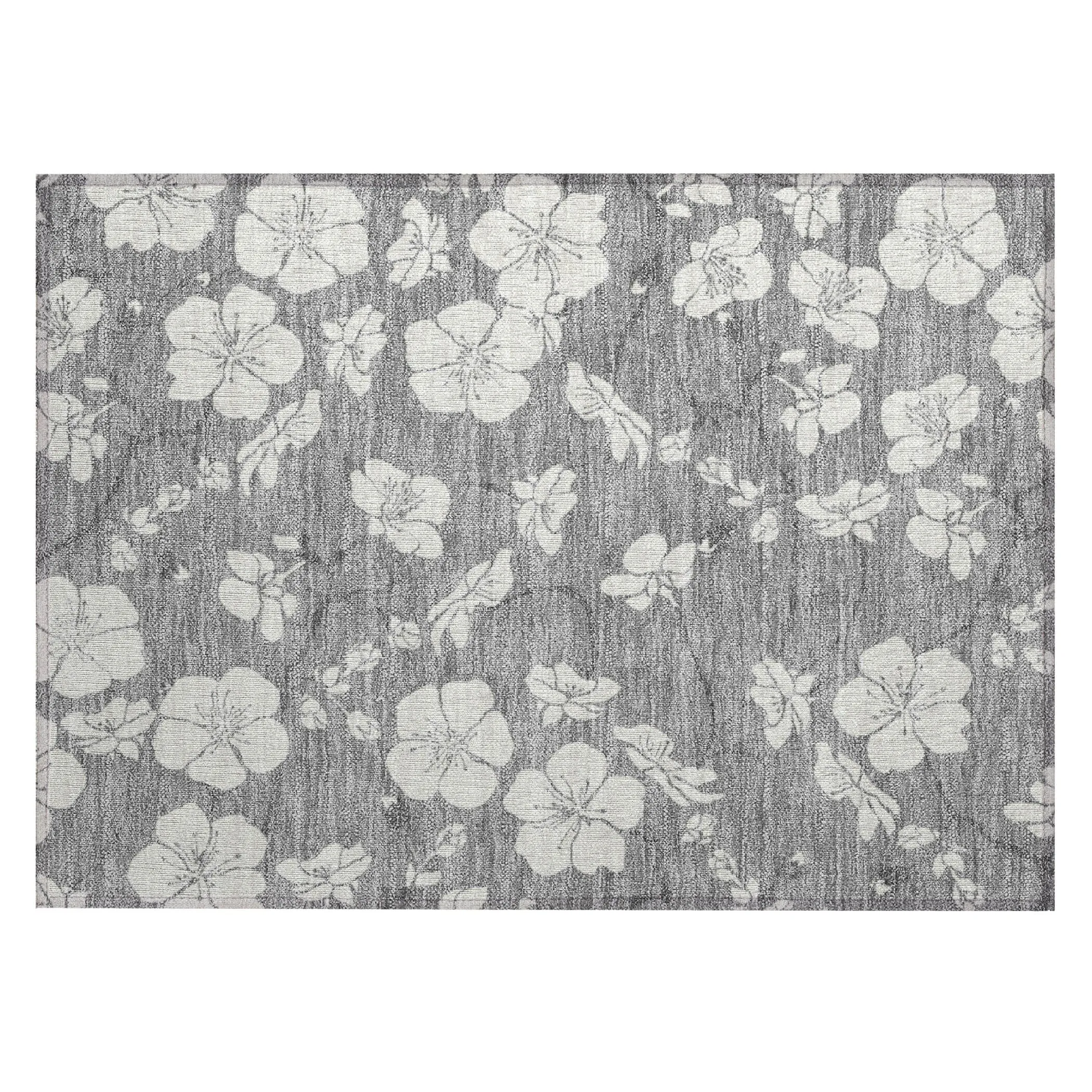 Machine Washable Indoor/ Outdoor Calm Floral Chantille Rug