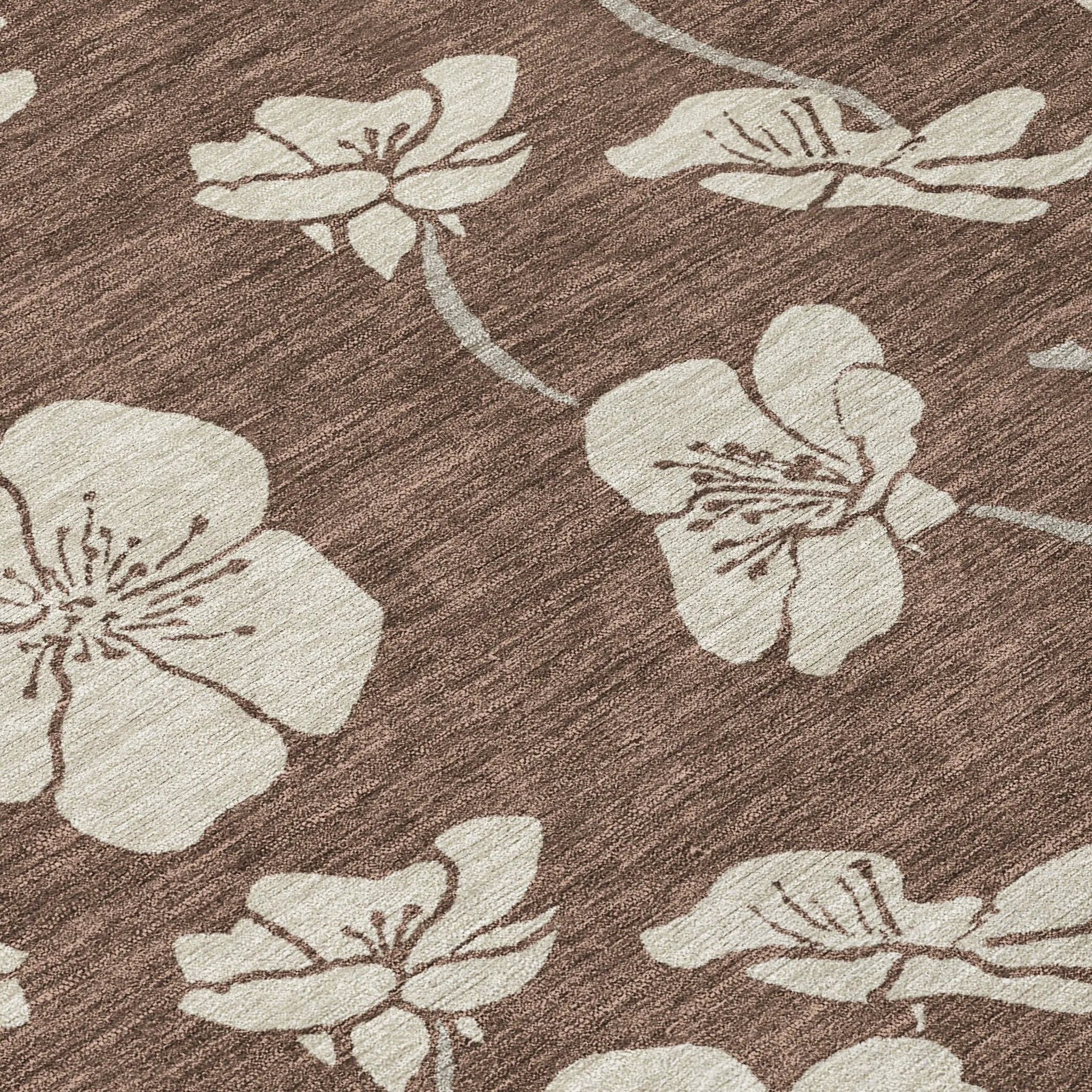 Machine Washable Indoor/ Outdoor Calm Floral Chantille Rug