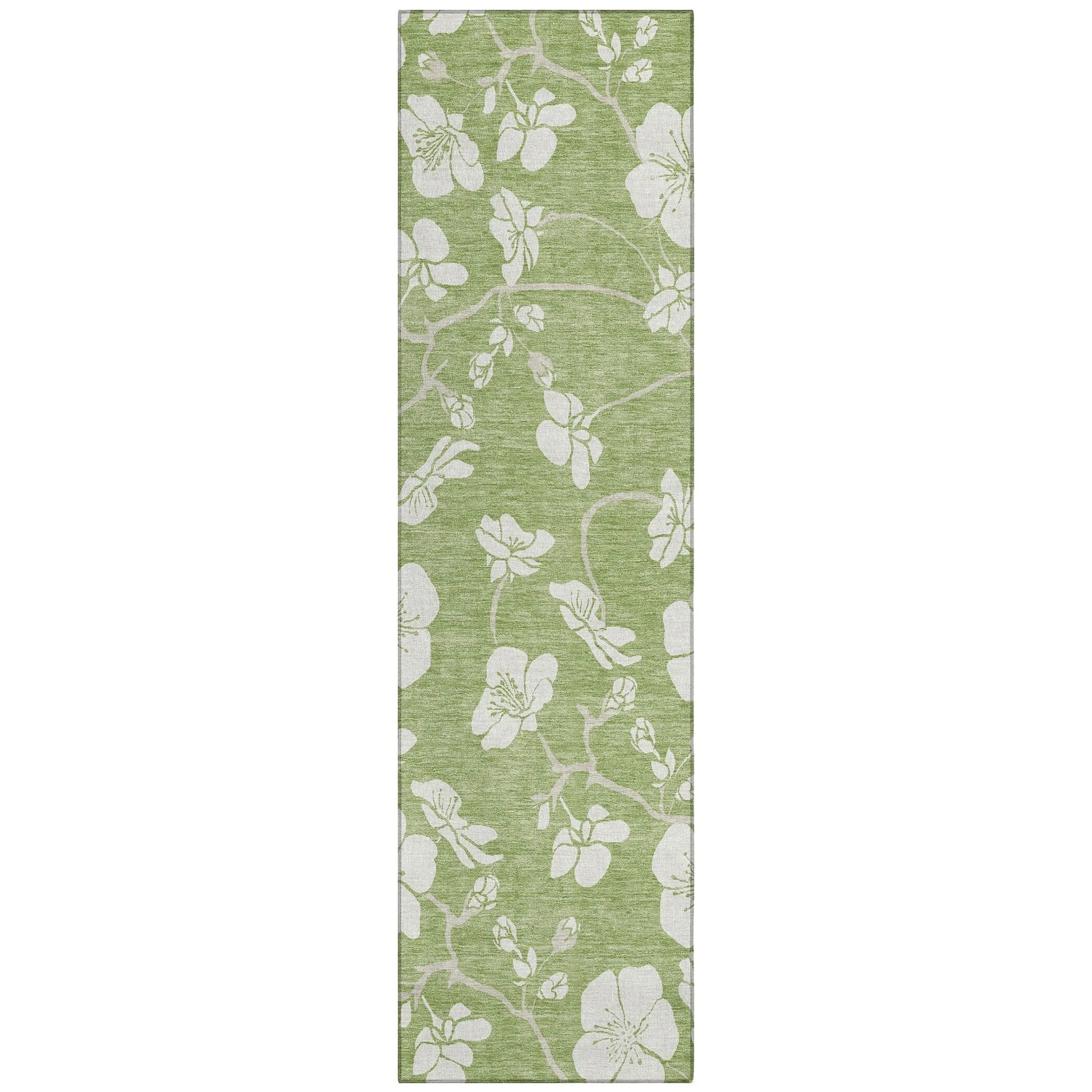 Machine Washable Indoor/ Outdoor Calm Floral Chantille Rug