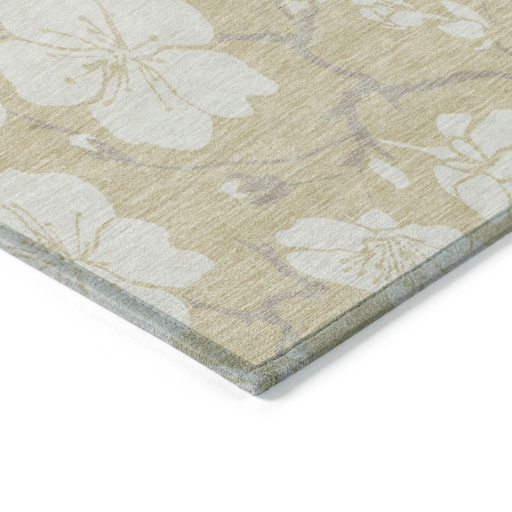 Machine Washable Indoor/ Outdoor Calm Floral Chantille Rug