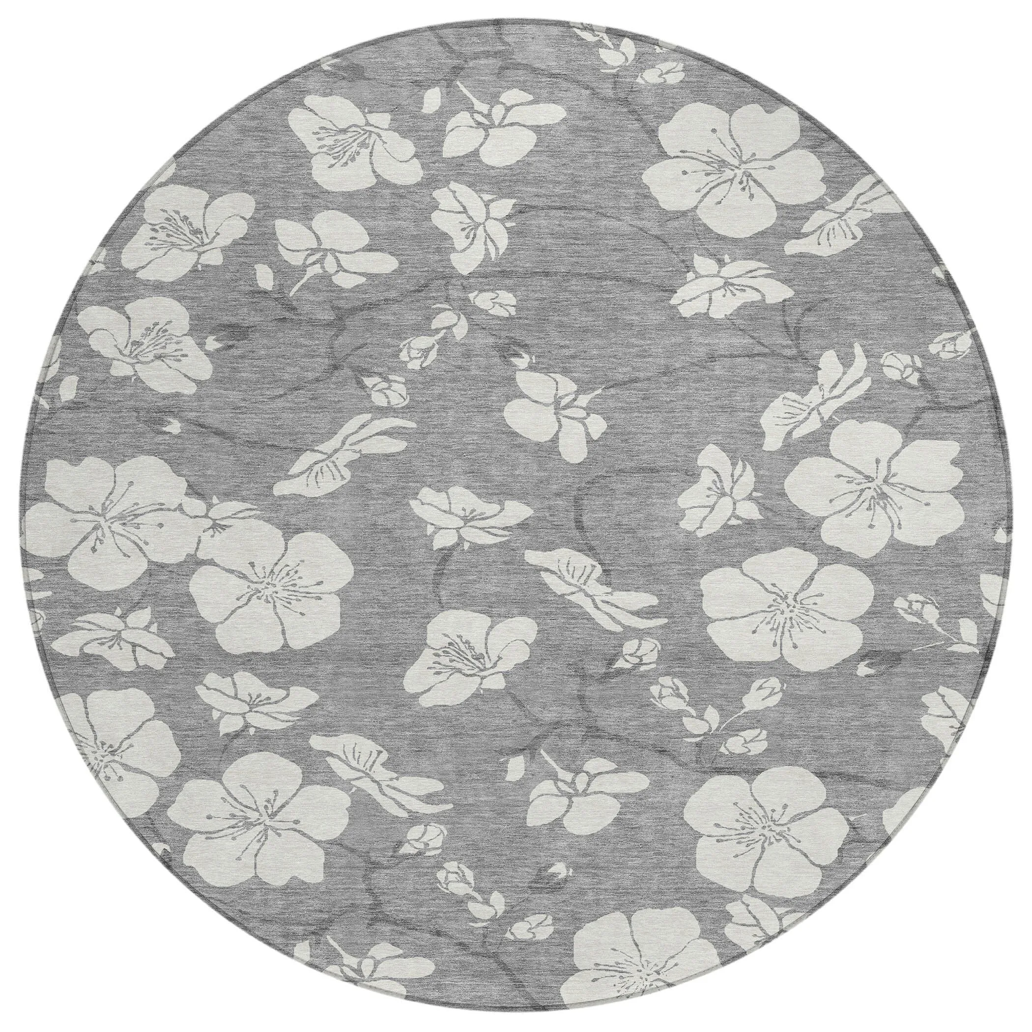 Machine Washable Indoor/ Outdoor Calm Floral Chantille Rug