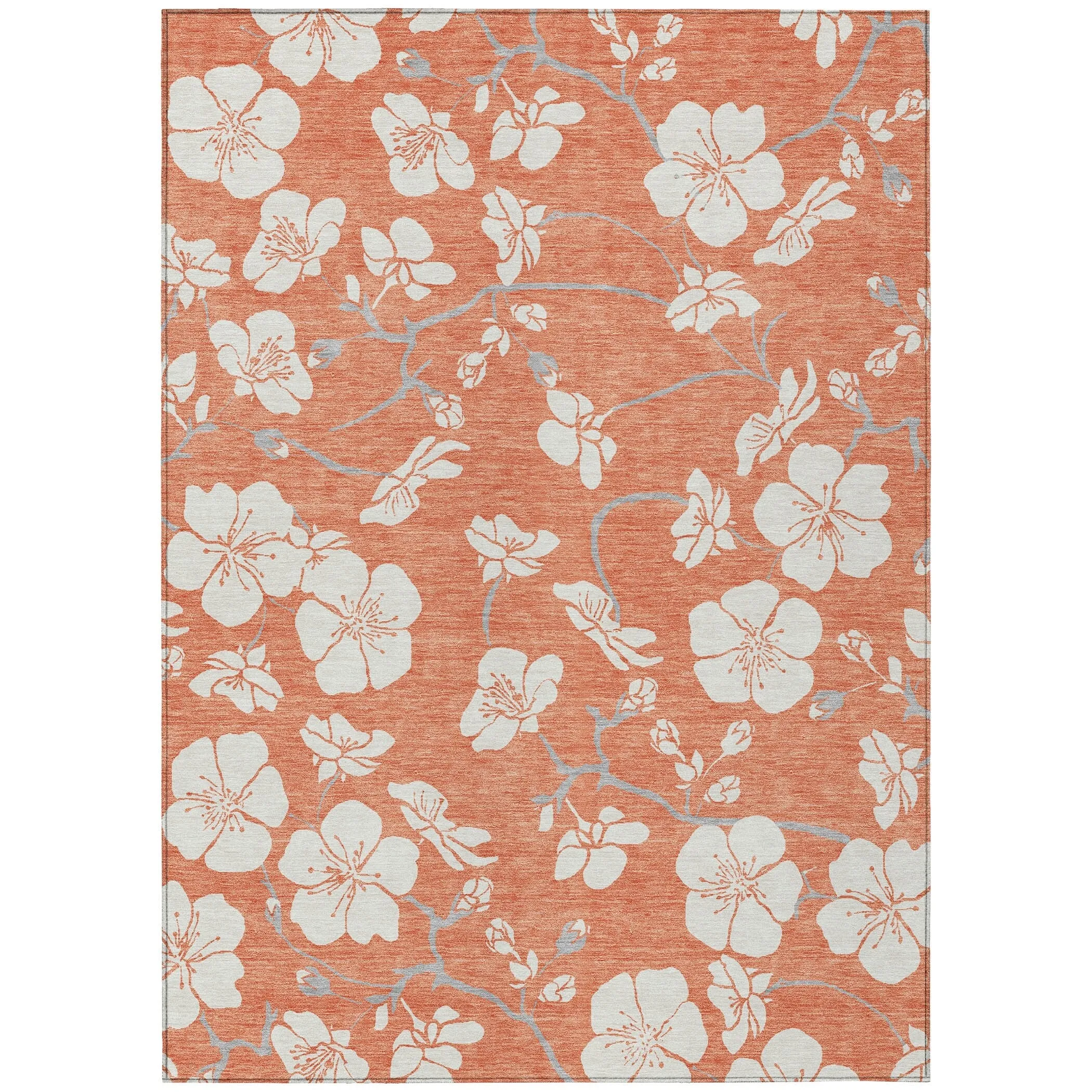 Machine Washable Indoor/ Outdoor Calm Floral Chantille Rug