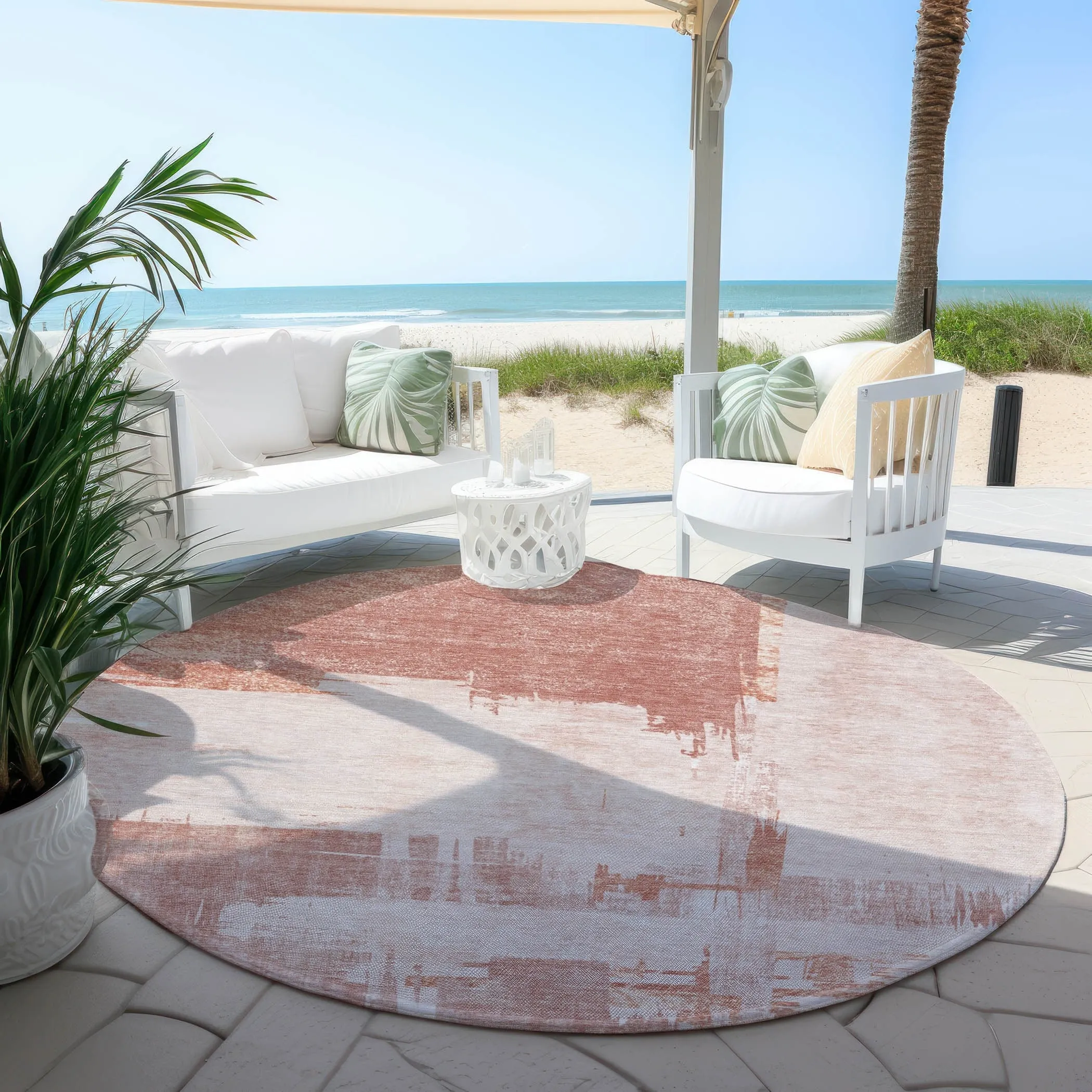 Machine Washable Indoor/ Outdoor Chantille Abstract Modern Rug