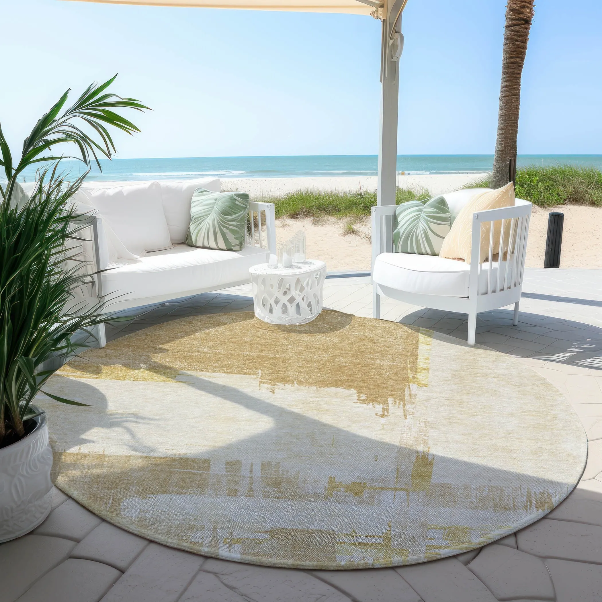 Machine Washable Indoor/ Outdoor Chantille Abstract Modern Rug
