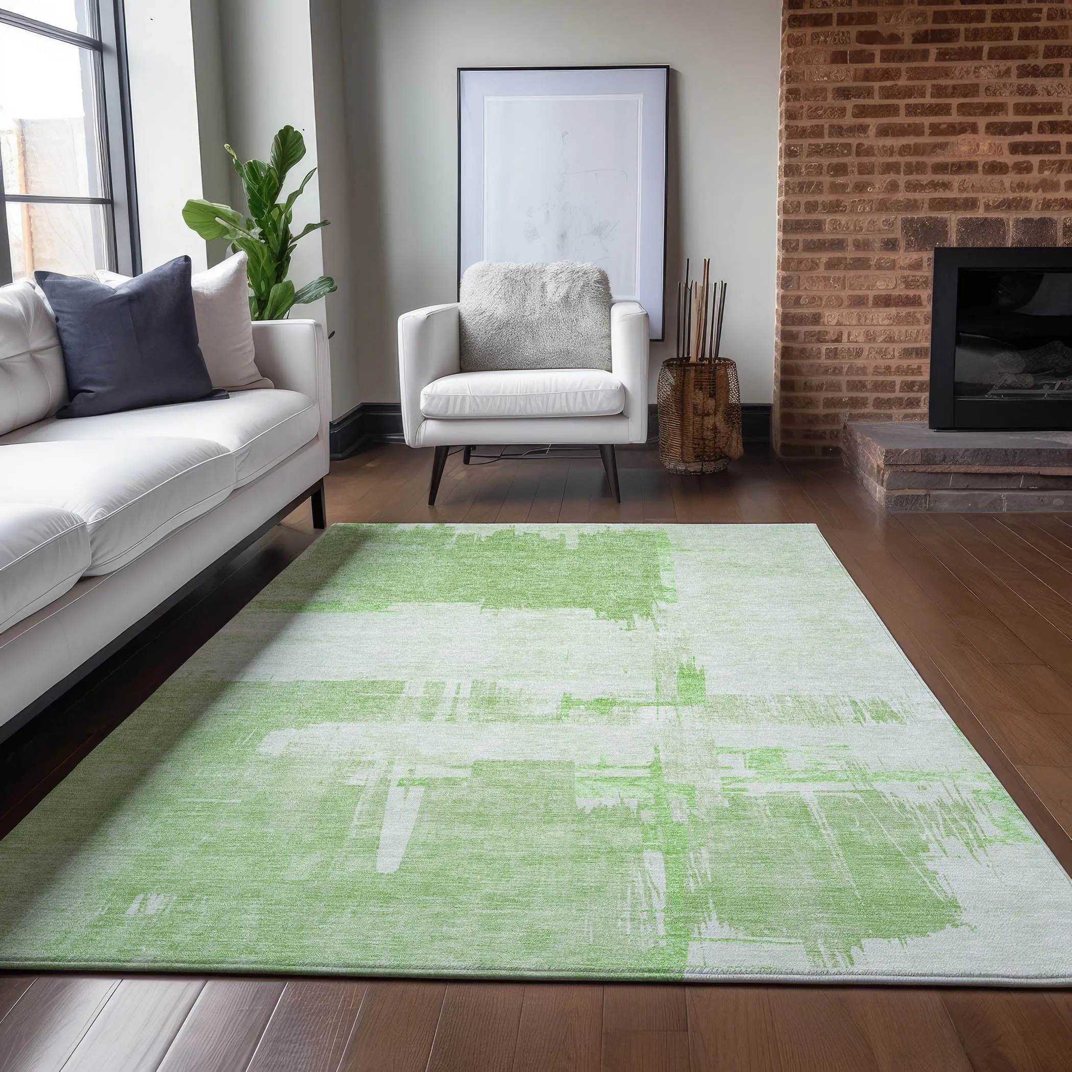 Machine Washable Indoor/ Outdoor Chantille Abstract Modern Rug