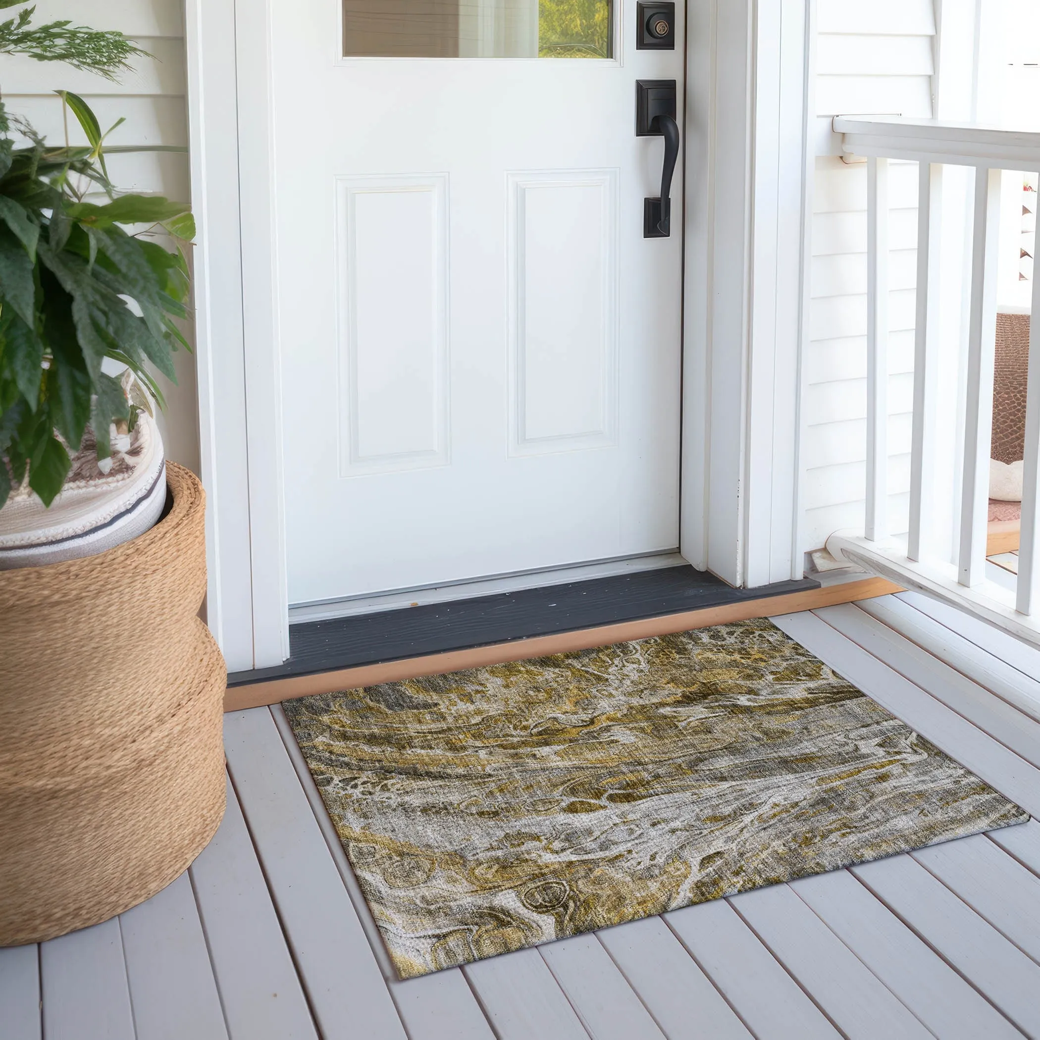 Machine Washable Indoor/ Outdoor Chantille Abstract Modern Rug