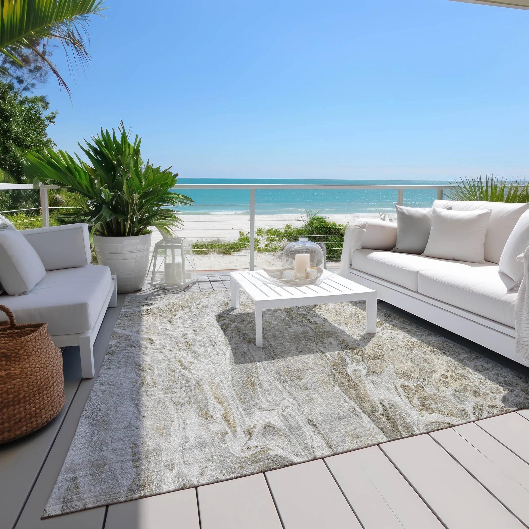 Machine Washable Indoor/ Outdoor Chantille Abstract Modern Rug