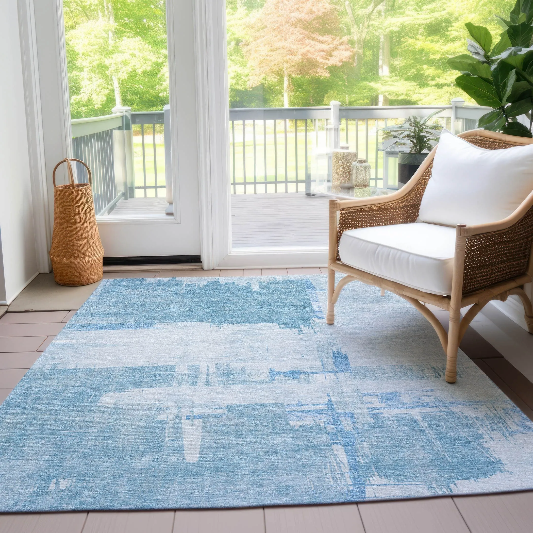 Machine Washable Indoor/ Outdoor Chantille Abstract Modern Rug