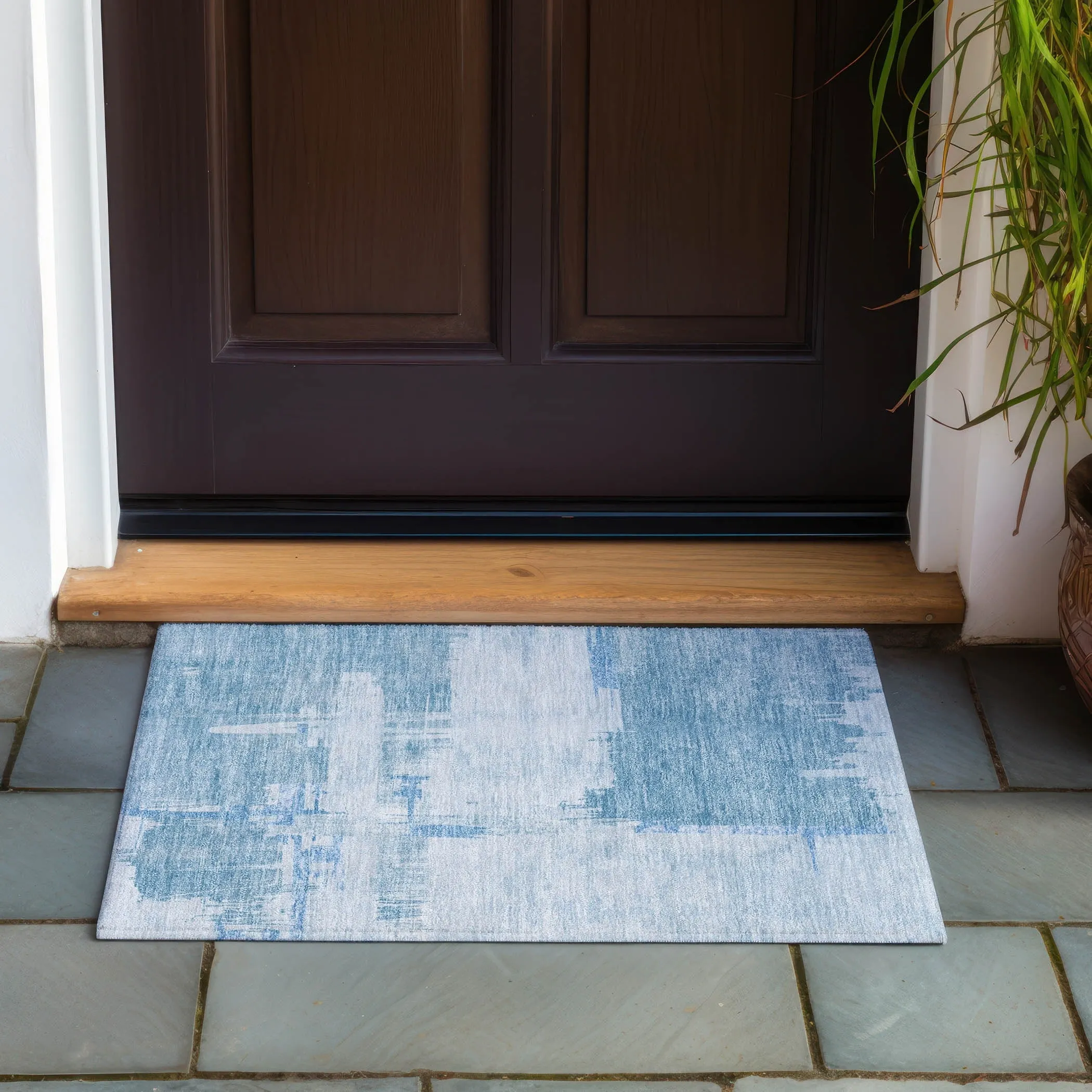 Machine Washable Indoor/ Outdoor Chantille Abstract Modern Rug