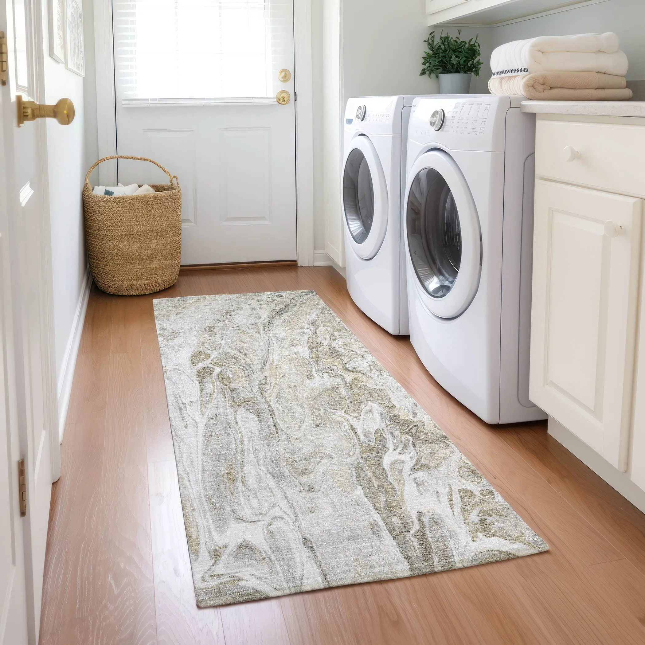 Machine Washable Indoor/ Outdoor Chantille Abstract Modern Rug