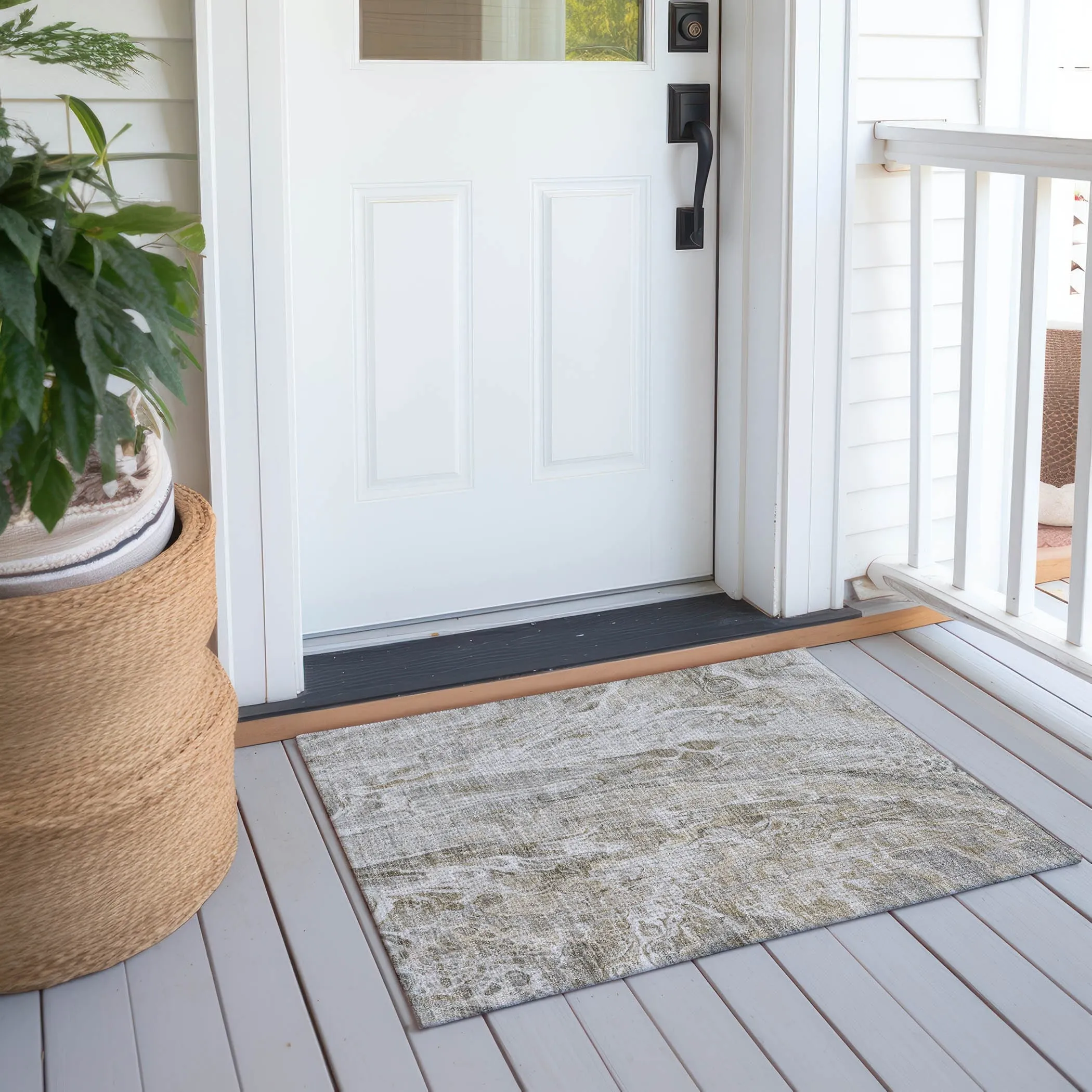 Machine Washable Indoor/ Outdoor Chantille Abstract Modern Rug