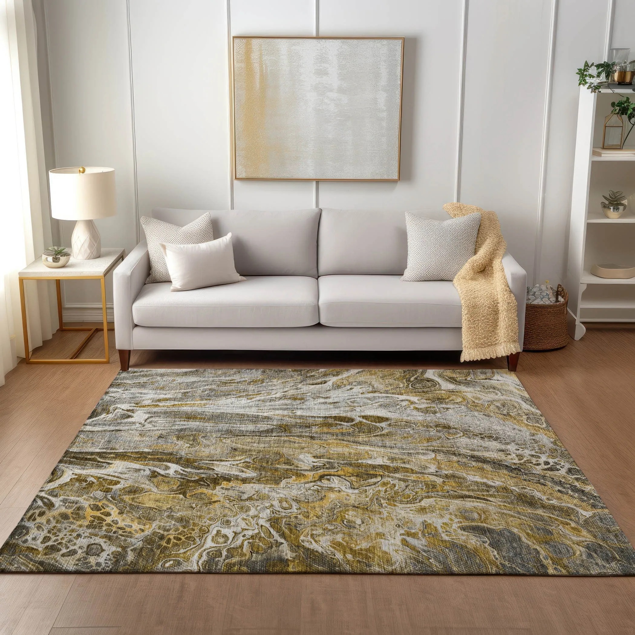 Machine Washable Indoor/ Outdoor Chantille Abstract Modern Rug