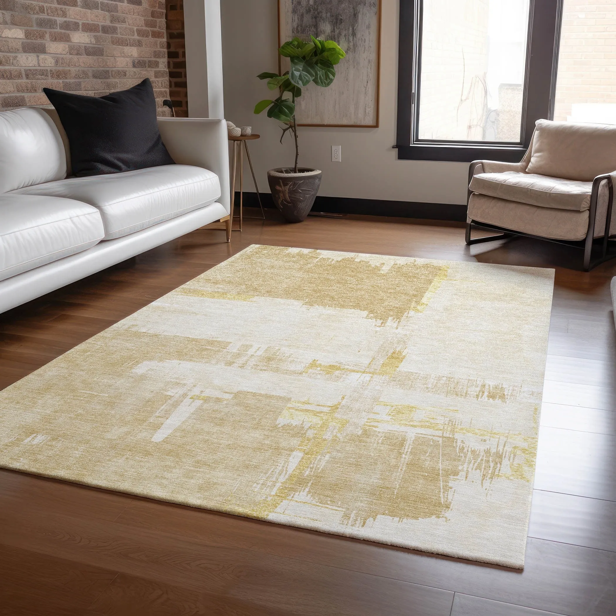 Machine Washable Indoor/ Outdoor Chantille Abstract Modern Rug