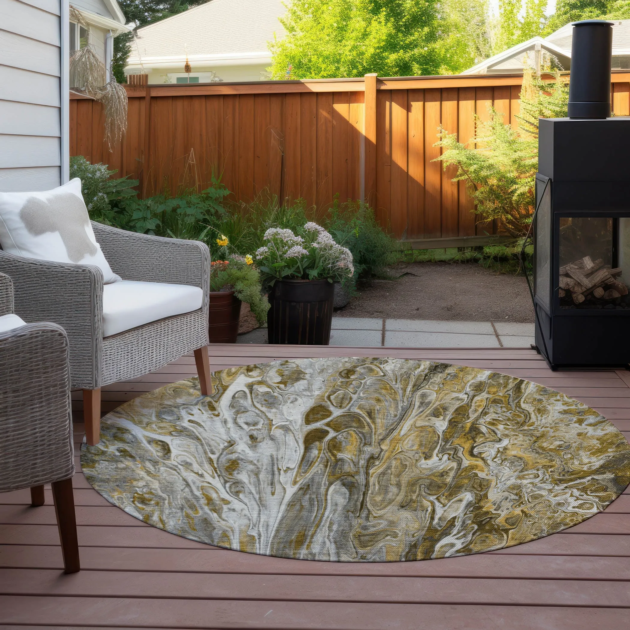 Machine Washable Indoor/ Outdoor Chantille Abstract Modern Rug
