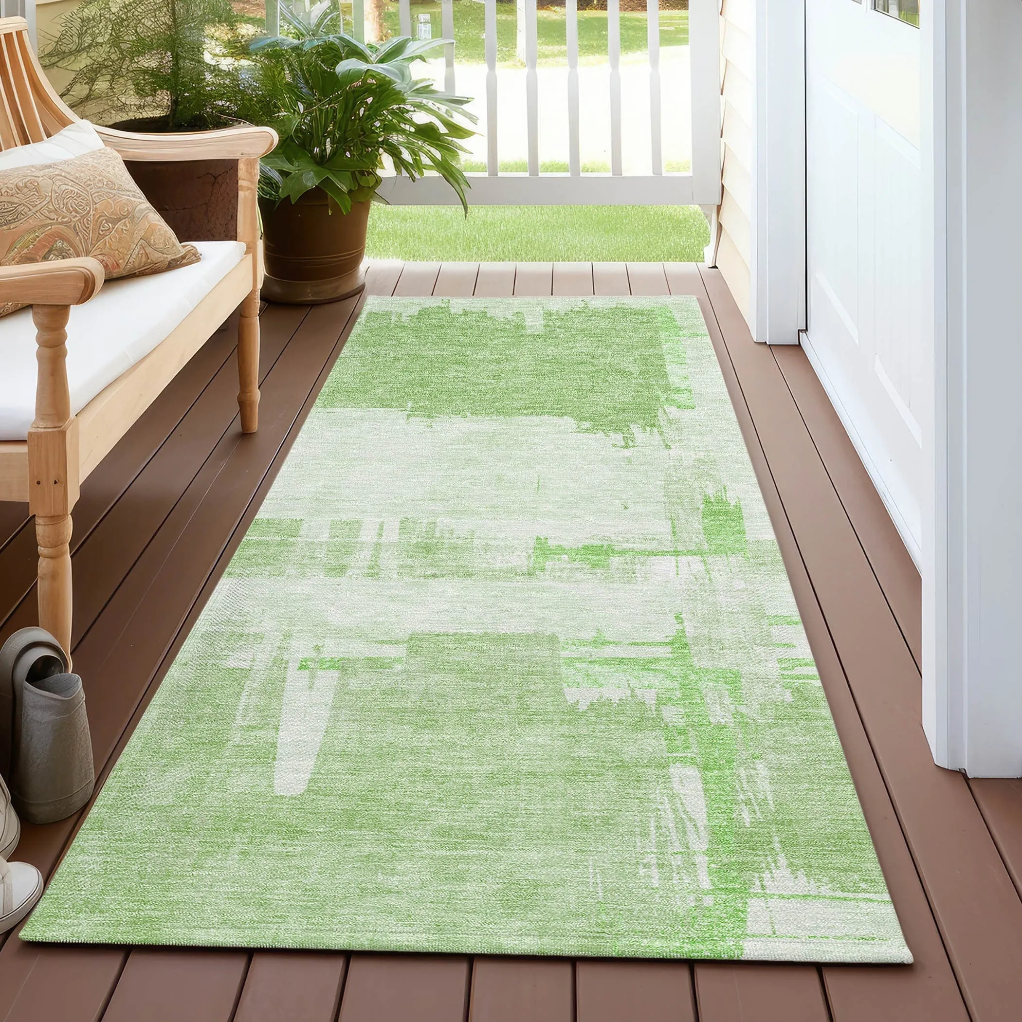 Machine Washable Indoor/ Outdoor Chantille Abstract Modern Rug