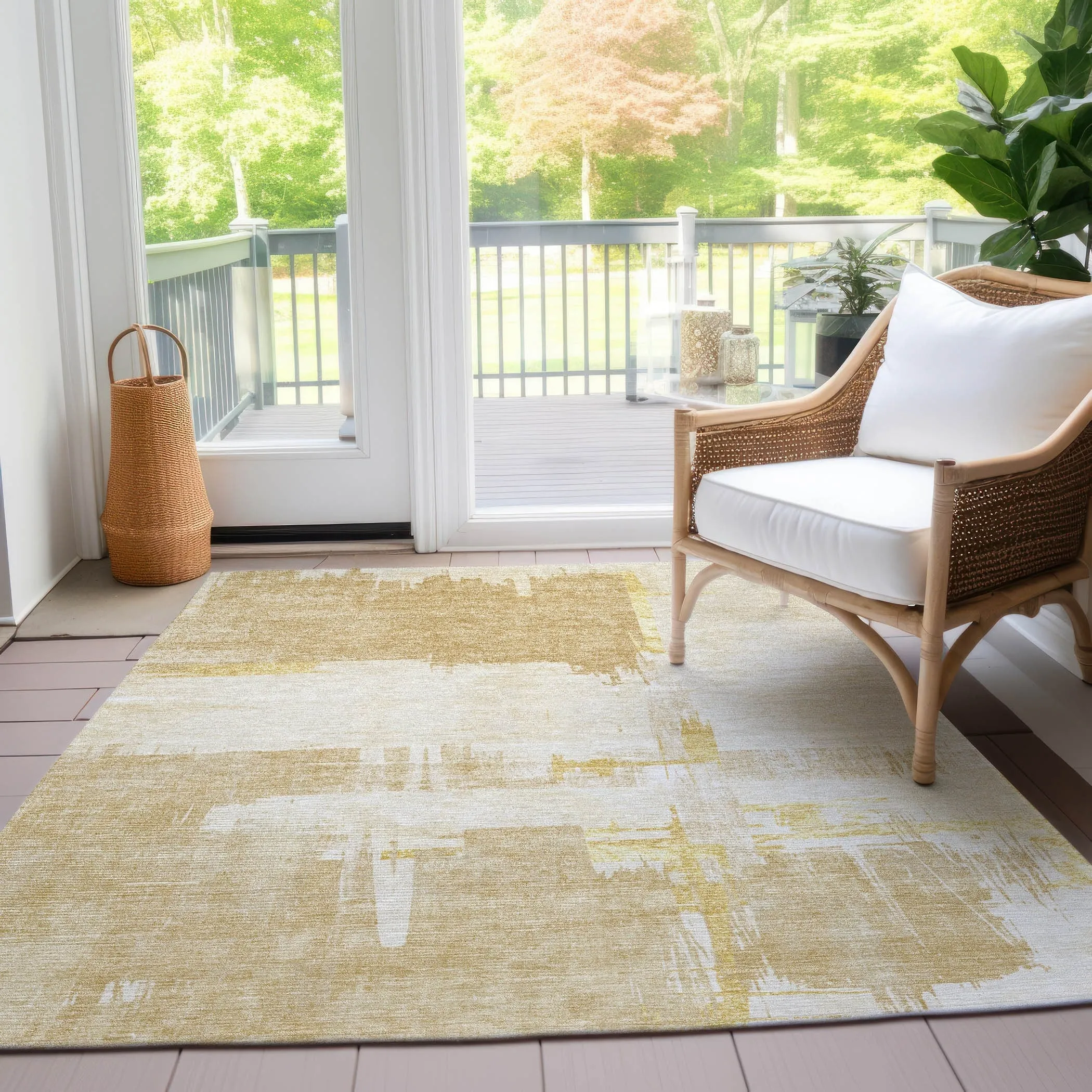 Machine Washable Indoor/ Outdoor Chantille Abstract Modern Rug